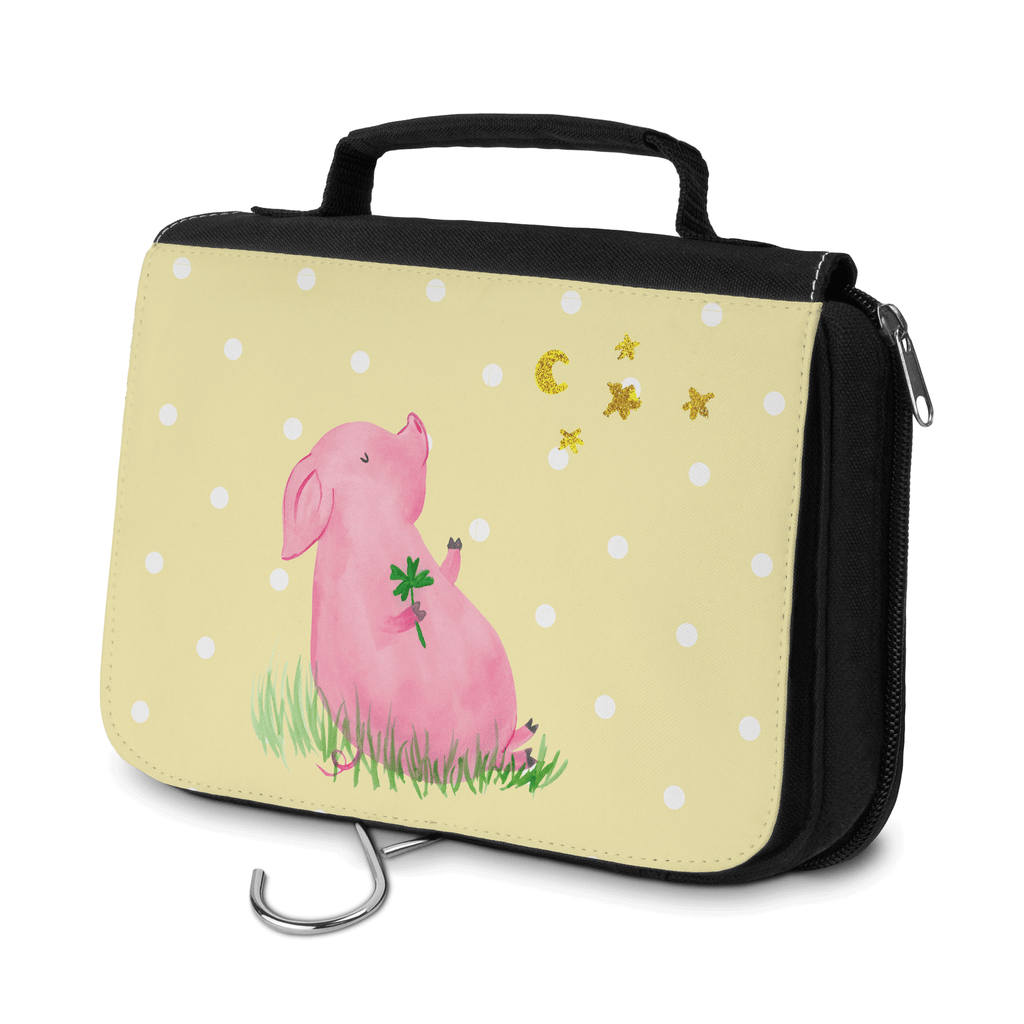 Kulturbeutel Glücksschwein Kulturbeutel, Zum Aufhängen, Waschtasche, Kosmetiktasche, Damen, Herren, Aufbewahrungstasche, Schminktasche, Kosmetikbeutel, Organizer, Kulturtasche, Schminkutensil, Tiermotive, Gute Laune, lustige Sprüche, Tiere, Glücksschwein. Glück, Schwein, Schweinchen, Sterne, Sernchen, Ziele, Träume, Motivation, Glücksbringer