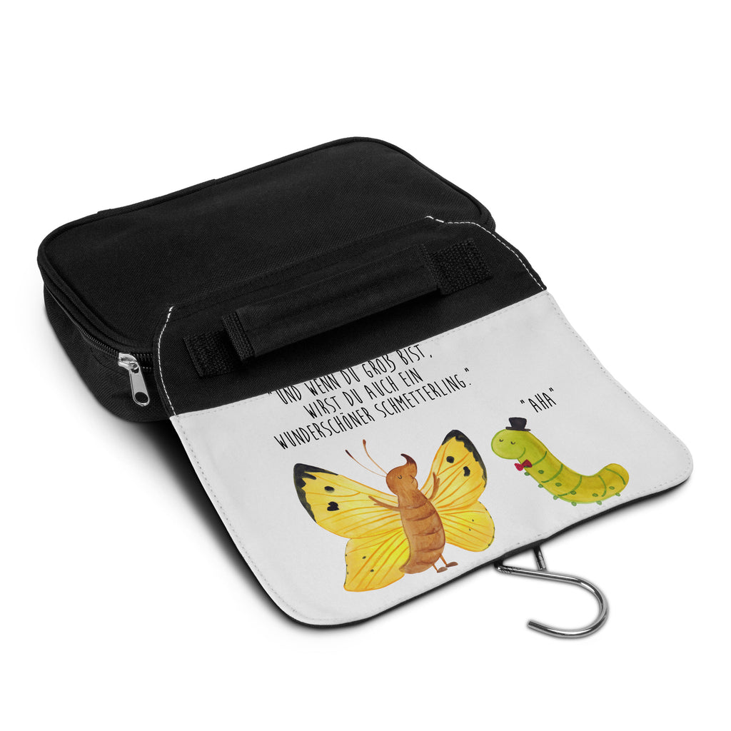 Kulturbeutel Raupe & Schmetterling Kulturbeutel, Zum Aufhängen, Waschtasche, Kosmetiktasche, Damen, Herren, Aufbewahrungstasche, Schminktasche, Kosmetikbeutel, Organizer, Kulturtasche, Schminkutensil, Tiermotive, Gute Laune, lustige Sprüche, Tiere, Raupe, Schmetterling, Zitronenfalter, Entwicklung, Erwachsen werden, Kokon, Hut, Hütchen, Schönheit, Aufwachsen