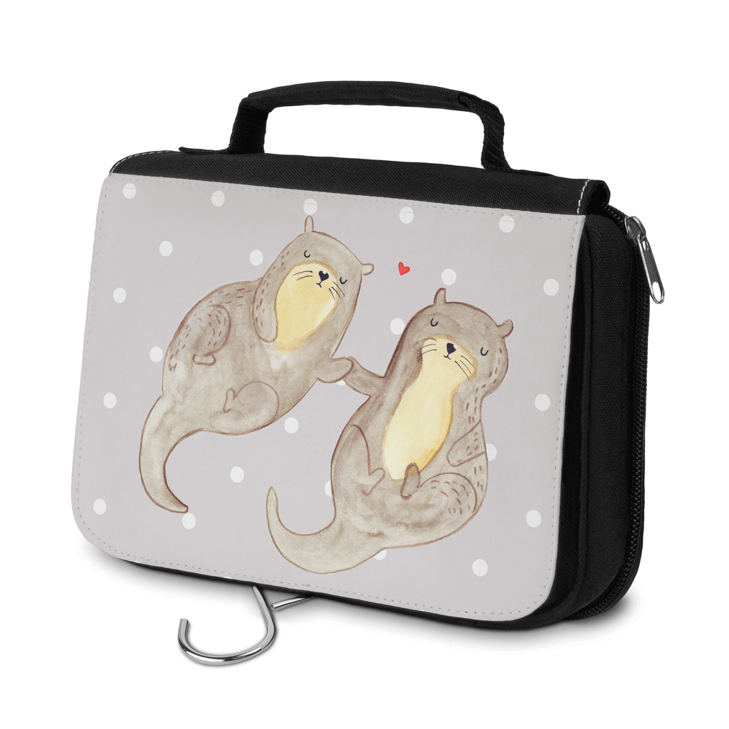 Kulturbeutel Otter händchenhaltend Kulturbeutel, Zum Aufhängen, Waschtasche, Kosmetiktasche, Damen, Herren, Aufbewahrungstasche, Schminktasche, Kosmetikbeutel, Organizer, Kulturtasche, Schminkutensil, Otter, Fischotter, Seeotter, Otter Seeotter See Otter