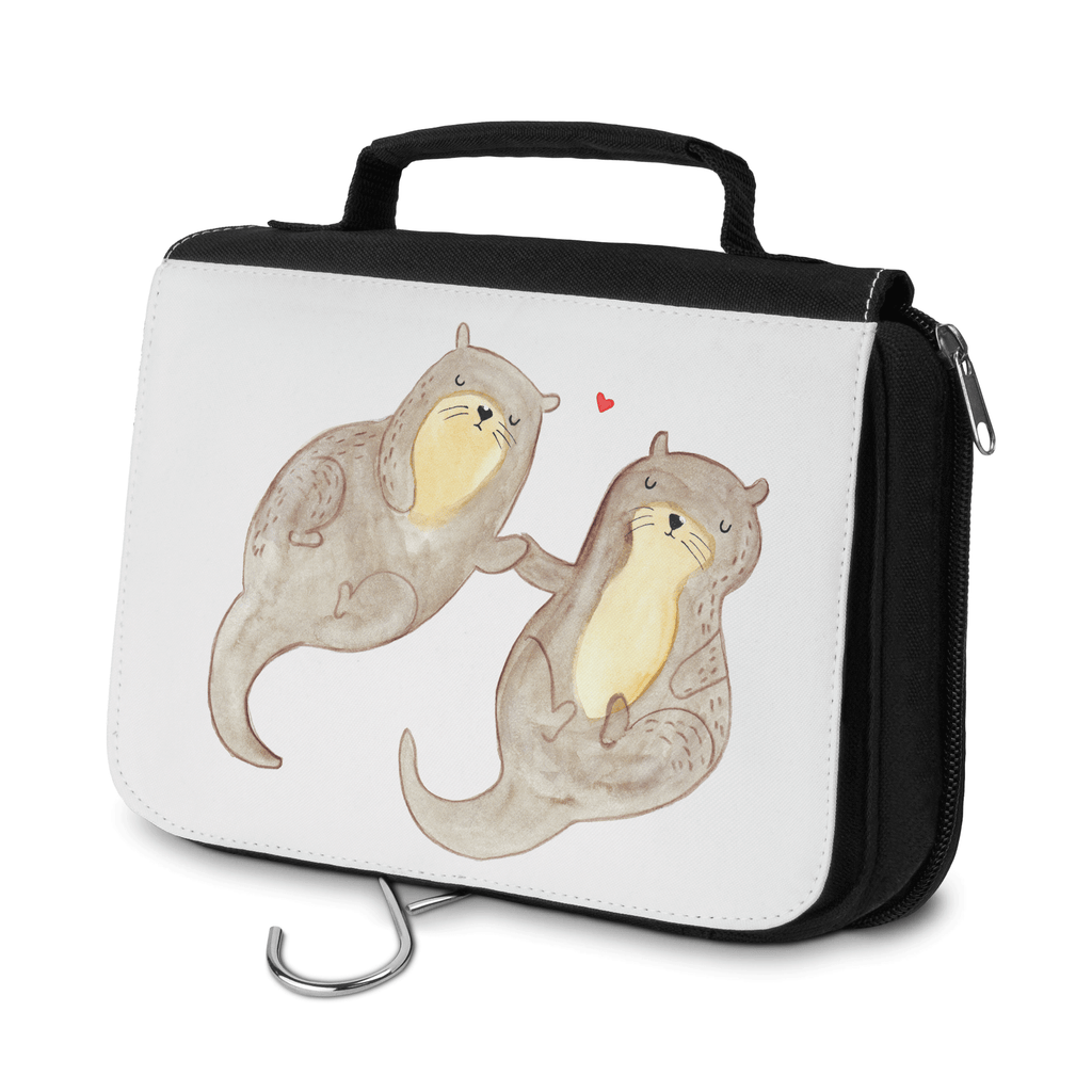 Kulturbeutel Otter händchenhaltend Kulturbeutel, Zum Aufhängen, Waschtasche, Kosmetiktasche, Damen, Herren, Aufbewahrungstasche, Schminktasche, Kosmetikbeutel, Organizer, Kulturtasche, Schminkutensil, Otter, Fischotter, Seeotter, Otter Seeotter See Otter
