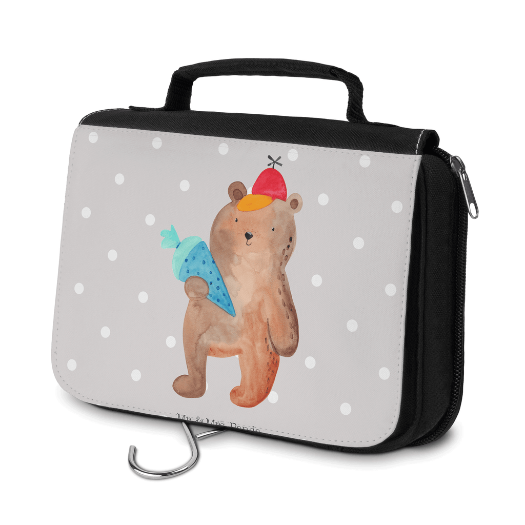 Kulturbeutel Bär mit Schultüte Kulturbeutel, Zum Aufhängen, Waschtasche, Kosmetiktasche, Damen, Herren, Aufbewahrungstasche, Schminktasche, Kosmetikbeutel, Organizer, Kulturtasche, Schminkutensil, Bär, Teddy, Teddybär, Bär Motiv, Schultüte, Erster Schultag Geschenk, Einschulung Geschenk, Schule Geschenk, Grundschule, Schulanfang, Schulbeginn