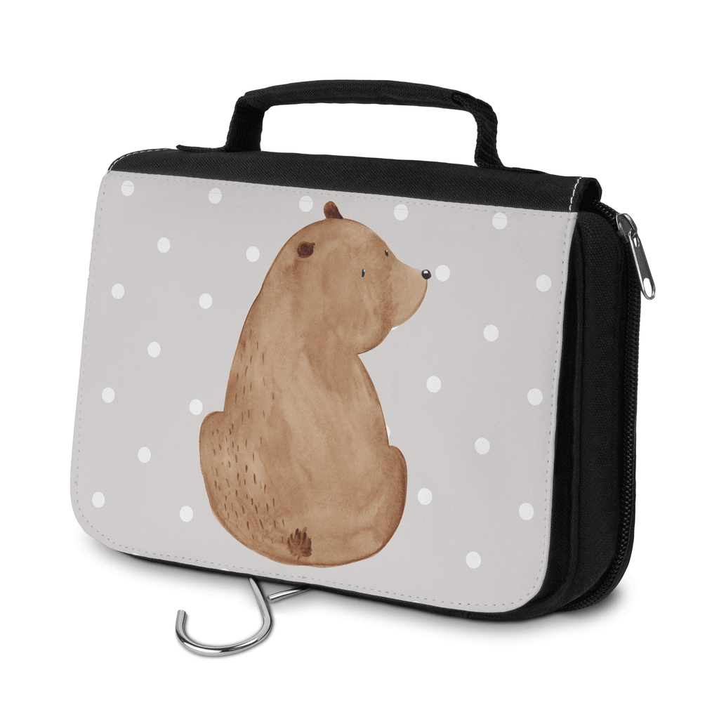 Kulturbeutel Bär Schulterblick Kulturbeutel, Zum Aufhängen, Waschtasche, Kosmetiktasche, Damen, Herren, Aufbewahrungstasche, Schminktasche, Kosmetikbeutel, Organizer, Kulturtasche, Schminkutensil, Bär, Teddy, Teddybär, Selbstachtung, Weltansicht, Motivation, Bären, Bärenliebe, Weisheit