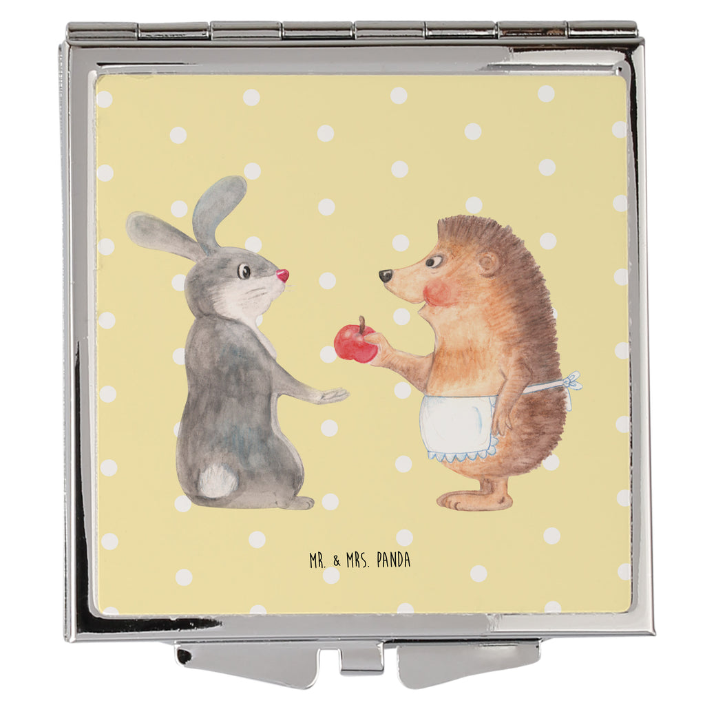 Handtaschenspiegel quadratisch Liebe ist nie ohne Schmerz Spiegel, Handtasche, Quadrat, silber, schminken, Schminkspiegel, Tiermotive, Gute Laune, lustige Sprüche, Tiere, Igel und Hase, Igel, Hase, Liebe Spruch, Liebeskummer Geschenk, Herzschmerz, Trösten, Trennungsschmerz, Spruch romantisch