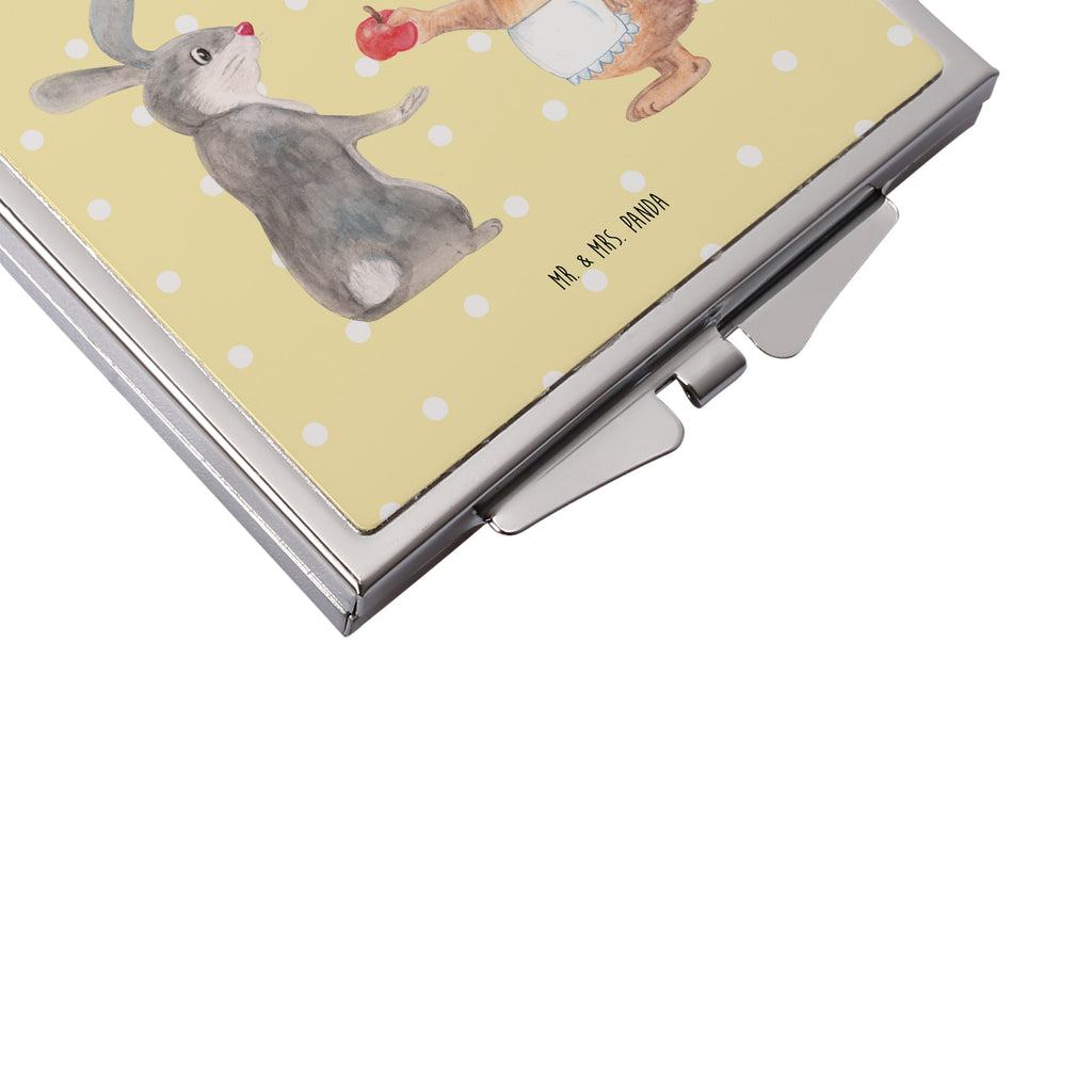 Handtaschenspiegel quadratisch Liebe ist nie ohne Schmerz Spiegel, Handtasche, Quadrat, silber, schminken, Schminkspiegel, Tiermotive, Gute Laune, lustige Sprüche, Tiere, Igel und Hase, Igel, Hase, Liebe Spruch, Liebeskummer Geschenk, Herzschmerz, Trösten, Trennungsschmerz, Spruch romantisch
