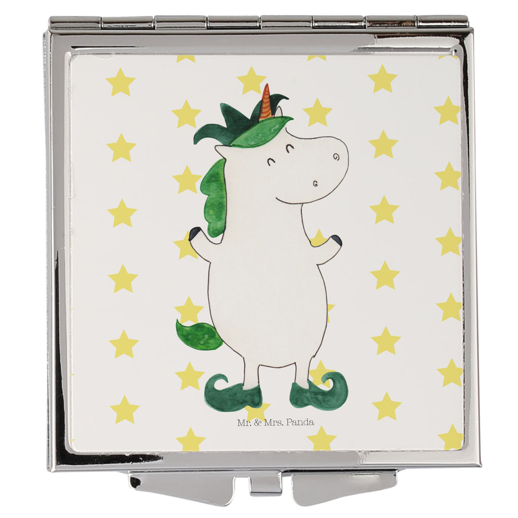 Handtaschenspiegel quadratisch Einhorn Joker Spiegel, Handtasche, Quadrat, silber, schminken, Schminkspiegel, Einhorn, Einhörner, Einhorn Deko, Pegasus, Unicorn, Hofnarr, Kasper, Gaukler, Mittelalter