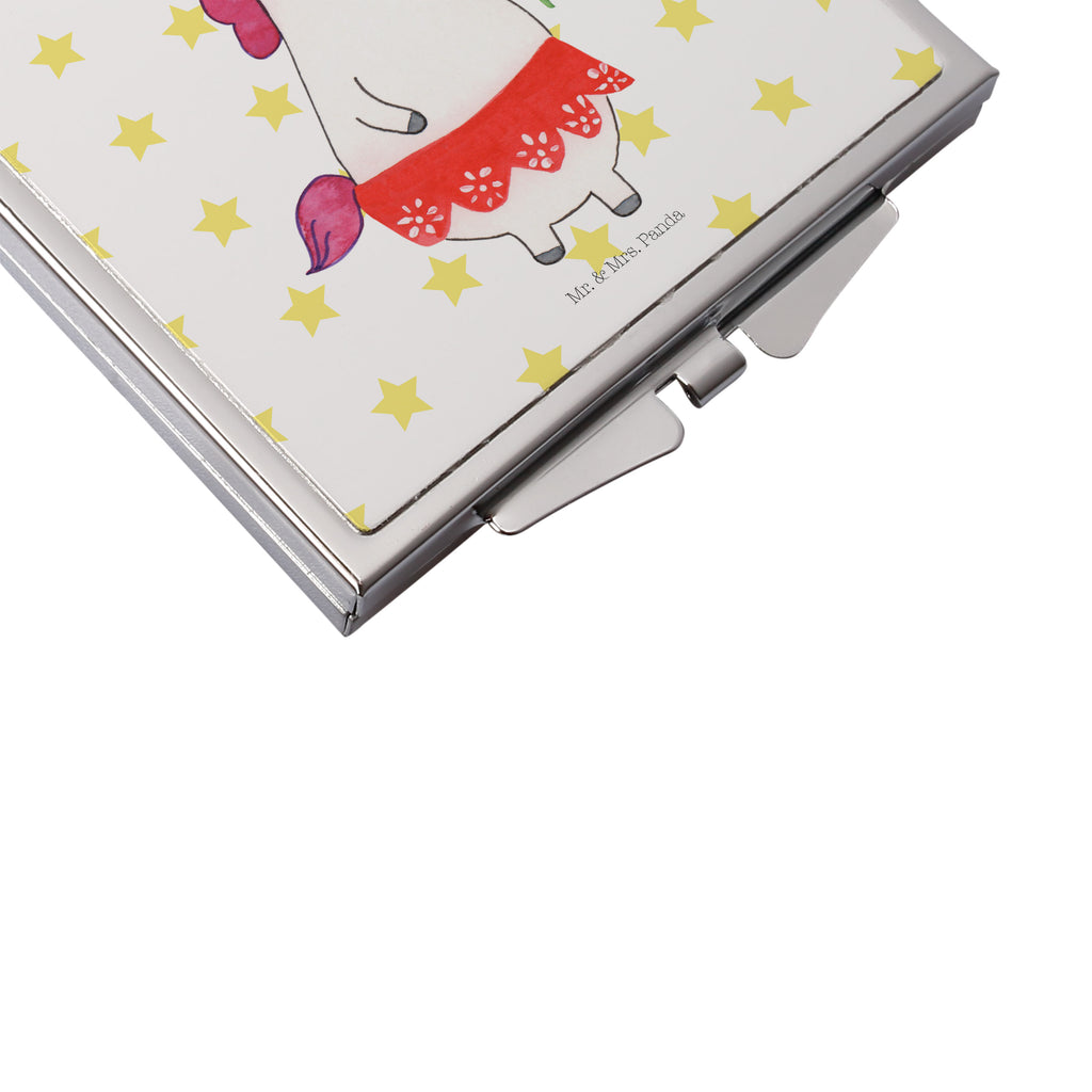 Handtaschenspiegel quadratisch Einhorn Dame Spiegel, Handtasche, Quadrat, silber, schminken, Schminkspiegel, Einhorn, Einhörner, Einhorn Deko, Pegasus, Unicorn, Dame, Lady, feine Dame, Freundin, Frau, Bachelor, Bachelorette, Abfuhr, Schluss machen, Trennung