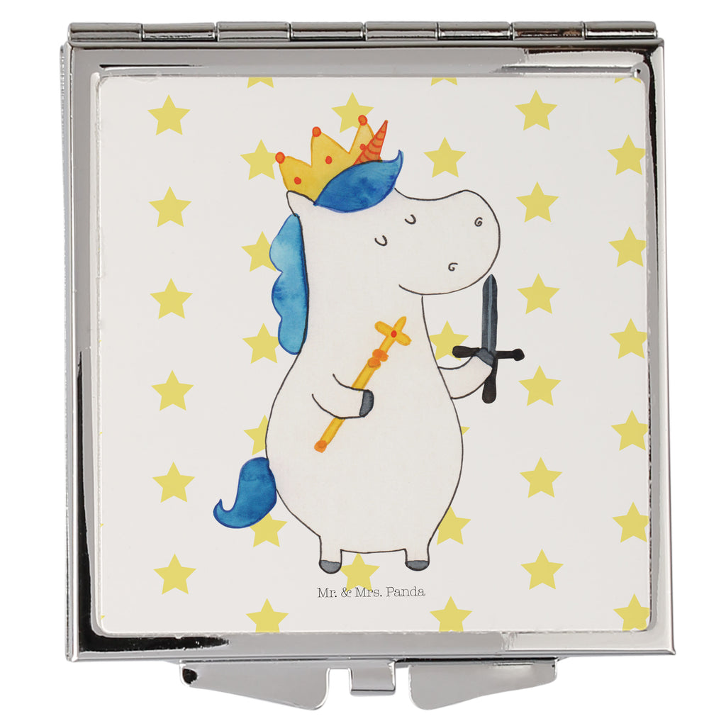 Handtaschenspiegel quadratisch Einhorn König mit Schwert Spiegel, Handtasche, Quadrat, silber, schminken, Schminkspiegel, Einhorn, Einhörner, Einhorn Deko, Pegasus, Unicorn, König, Ritter, Mittelalter