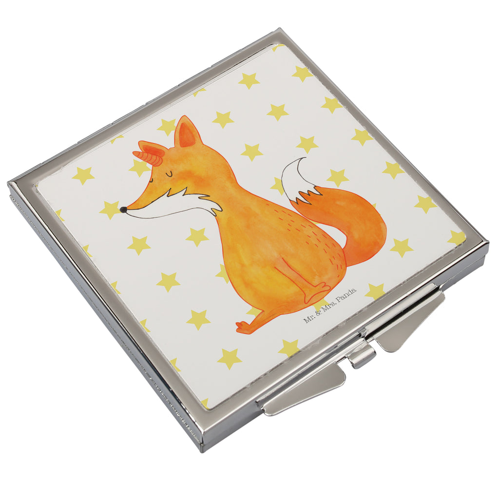 Handtaschenspiegel quadratisch Fuchshörnchen Spiegel, Handtasche, Quadrat, silber, schminken, Schminkspiegel, Einhorn, Einhörner, Einhorn Deko, Pegasus, Unicorn, Fuchs, Unicorns, Fuchshörnchen, Fuchshorn, Foxycorn, Füchse
