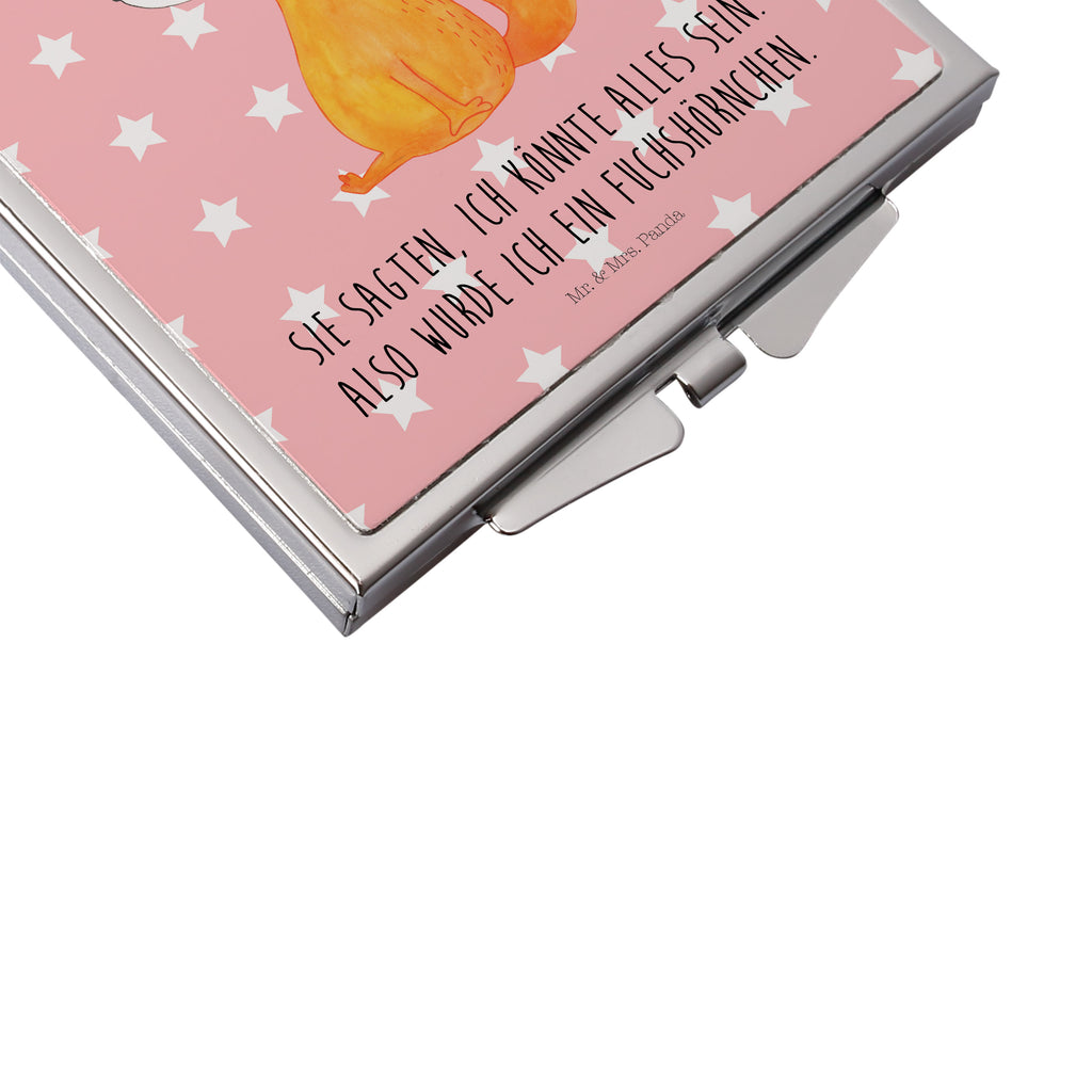 Handtaschenspiegel quadratisch Fuchshörnchen Spiegel, Handtasche, Quadrat, silber, schminken, Schminkspiegel, Einhorn, Einhörner, Einhorn Deko, Pegasus, Unicorn, Fuchs, Unicorns, Fuchshörnchen, Fuchshorn, Foxycorn, Füchse