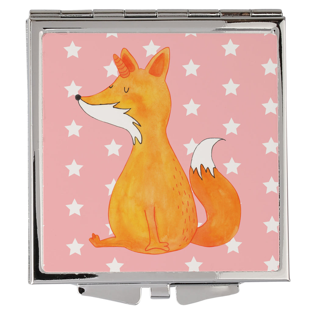 Handtaschenspiegel quadratisch Fuchshörnchen Wunsch Spiegel, Handtasche, Quadrat, silber, schminken, Schminkspiegel, Einhorn, Einhörner, Einhorn Deko, Pegasus, Unicorn, Fuchs, Unicorns, Fuchshörnchen, Fuchshorn, Foxycorn, Füchse