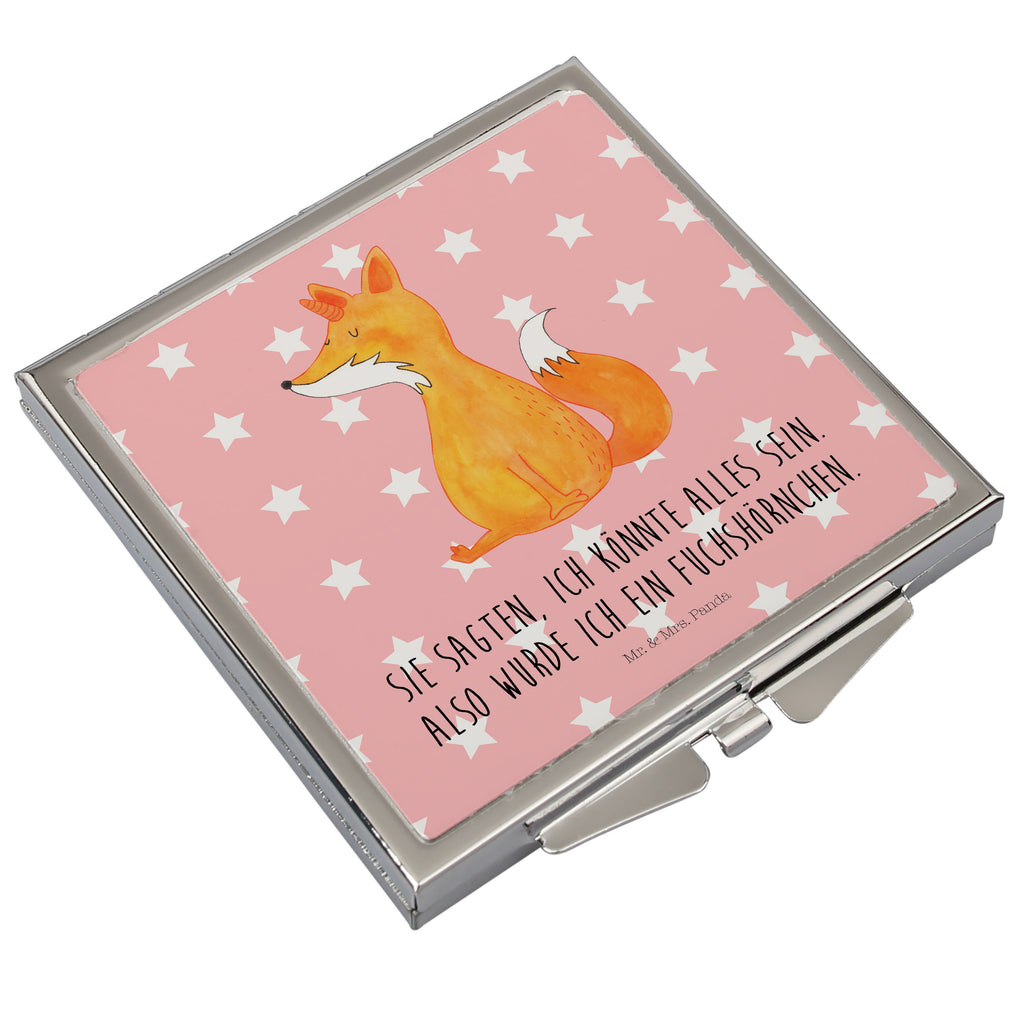 Handtaschenspiegel quadratisch Fuchshörnchen Wunsch Spiegel, Handtasche, Quadrat, silber, schminken, Schminkspiegel, Einhorn, Einhörner, Einhorn Deko, Pegasus, Unicorn, Fuchs, Unicorns, Fuchshörnchen, Fuchshorn, Foxycorn, Füchse
