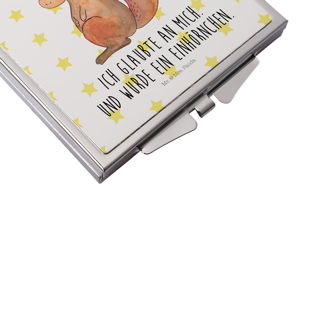 Handtaschenspiegel quadratisch Einhörnchen Glaube Spiegel, Handtasche, Quadrat, silber, schminken, Schminkspiegel, Einhorn, Einhörner, Einhorn Deko, Pegasus, Unicorn, Einhörnchen, Eichhörnchen, Eichhorn