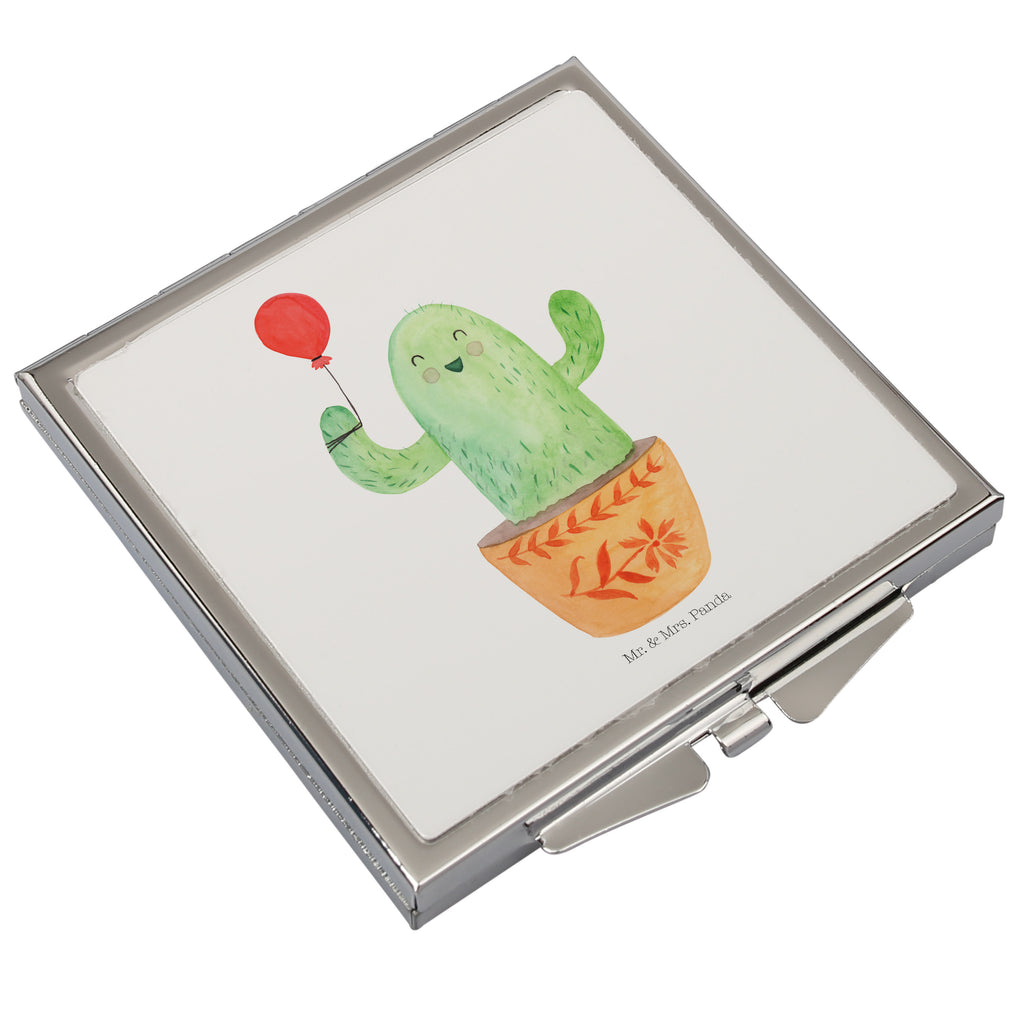 Handtaschenspiegel quadratisch Kaktus Luftballon Spiegel, Handtasche, Quadrat, silber, schminken, Schminkspiegel, Kaktus, Kakteen, Luftballon, Neustart, Freude, Büro, Stress, Büroalltag, Freundin, Freund, Ausbildung, Prüfung