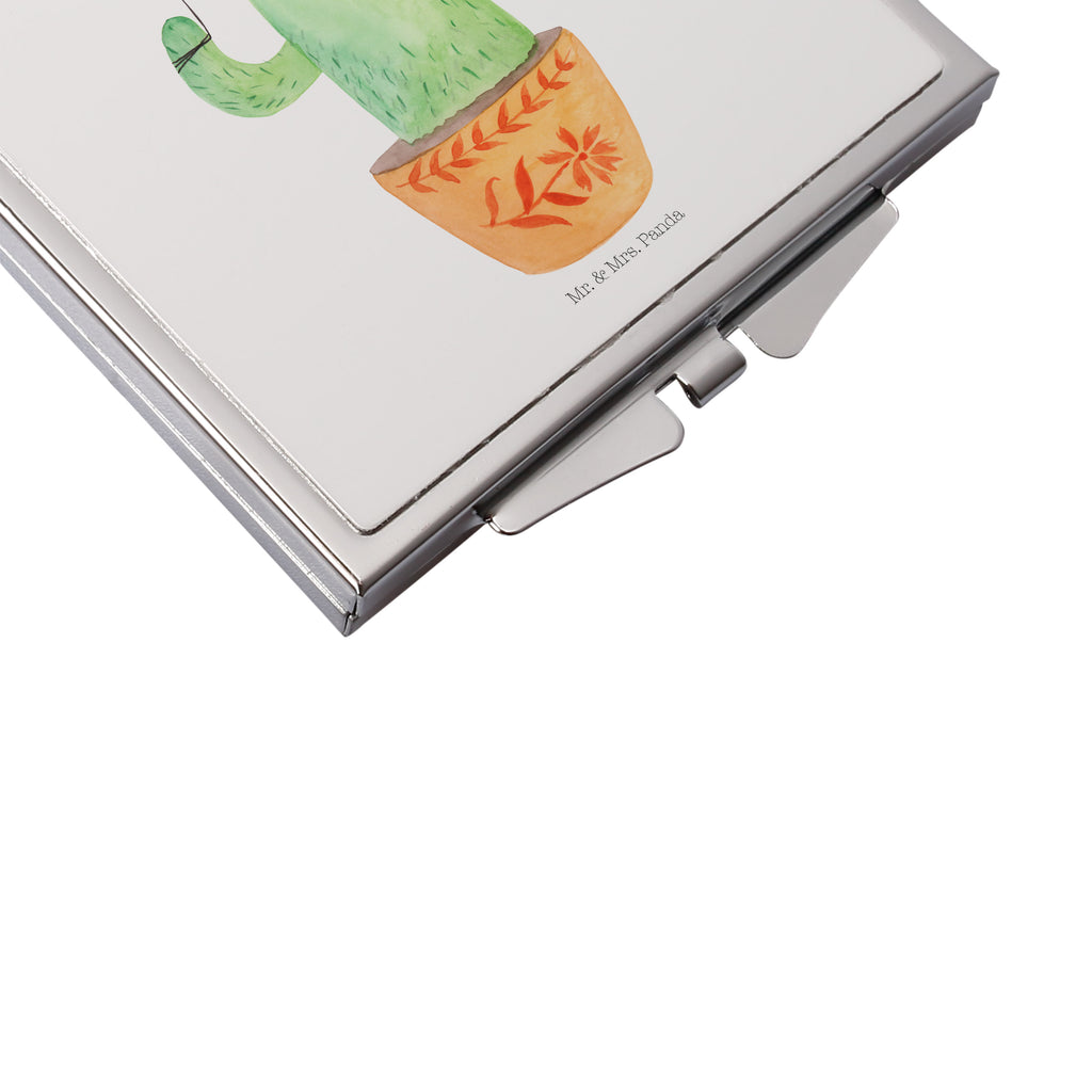 Handtaschenspiegel quadratisch Kaktus Luftballon Spiegel, Handtasche, Quadrat, silber, schminken, Schminkspiegel, Kaktus, Kakteen, Luftballon, Neustart, Freude, Büro, Stress, Büroalltag, Freundin, Freund, Ausbildung, Prüfung