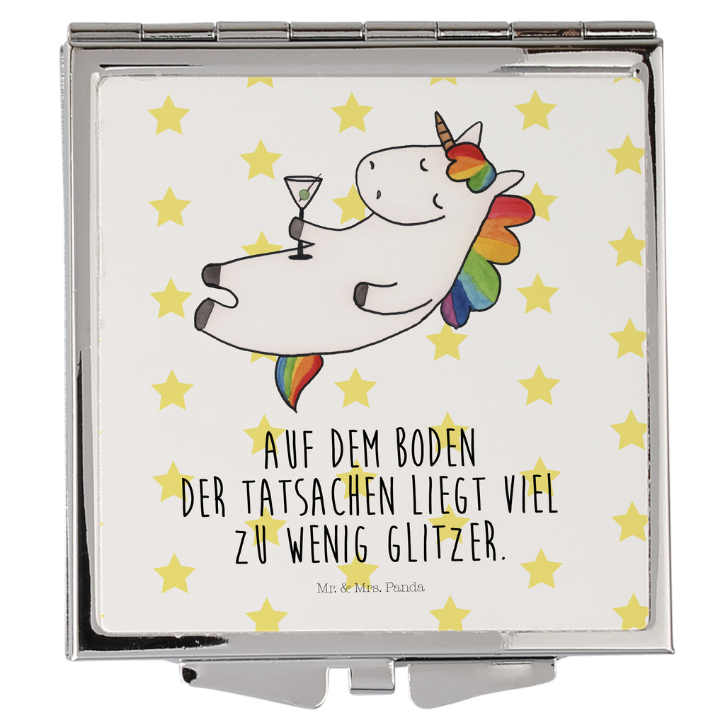 Handtaschenspiegel quadratisch Einhorn Cocktail Spiegel, Handtasche, Quadrat, silber, schminken, Schminkspiegel, Einhorn, Einhörner, Einhorn Deko, Pegasus, Unicorn, Party, Spaß, Feiern, Caipirinha, Rum, Cuba Libre, Sekt, Freundin, Geburtstag, lustig, witzig, Spruch, Glitzer