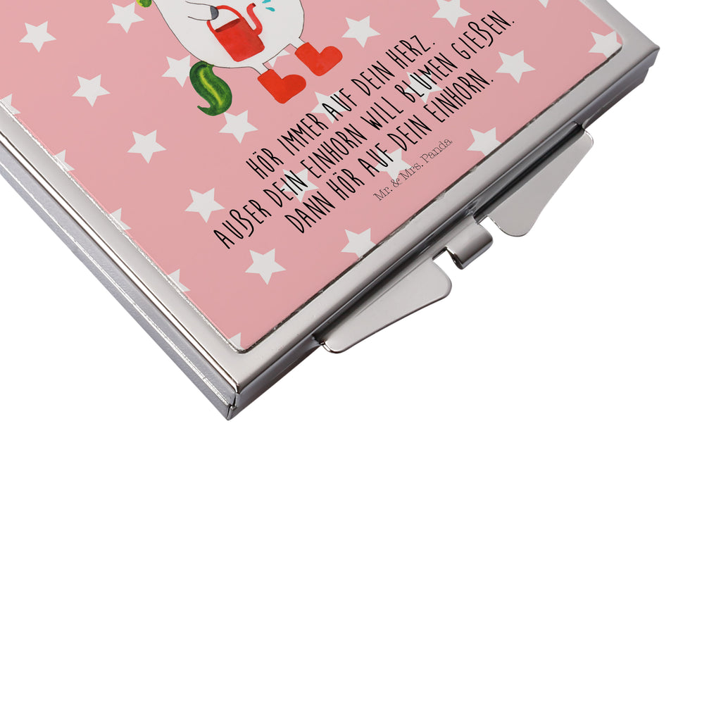 Handtaschenspiegel quadratisch Einhorn Gärtner Spiegel, Handtasche, Quadrat, silber, schminken, Schminkspiegel, Einhorn, Einhörner, Einhorn Deko, Pegasus, Unicorn, Luftballon, Gießkanne, Giesskanne, Lebenslust, Freude, Blume, Freundin, Garten, Stiefel