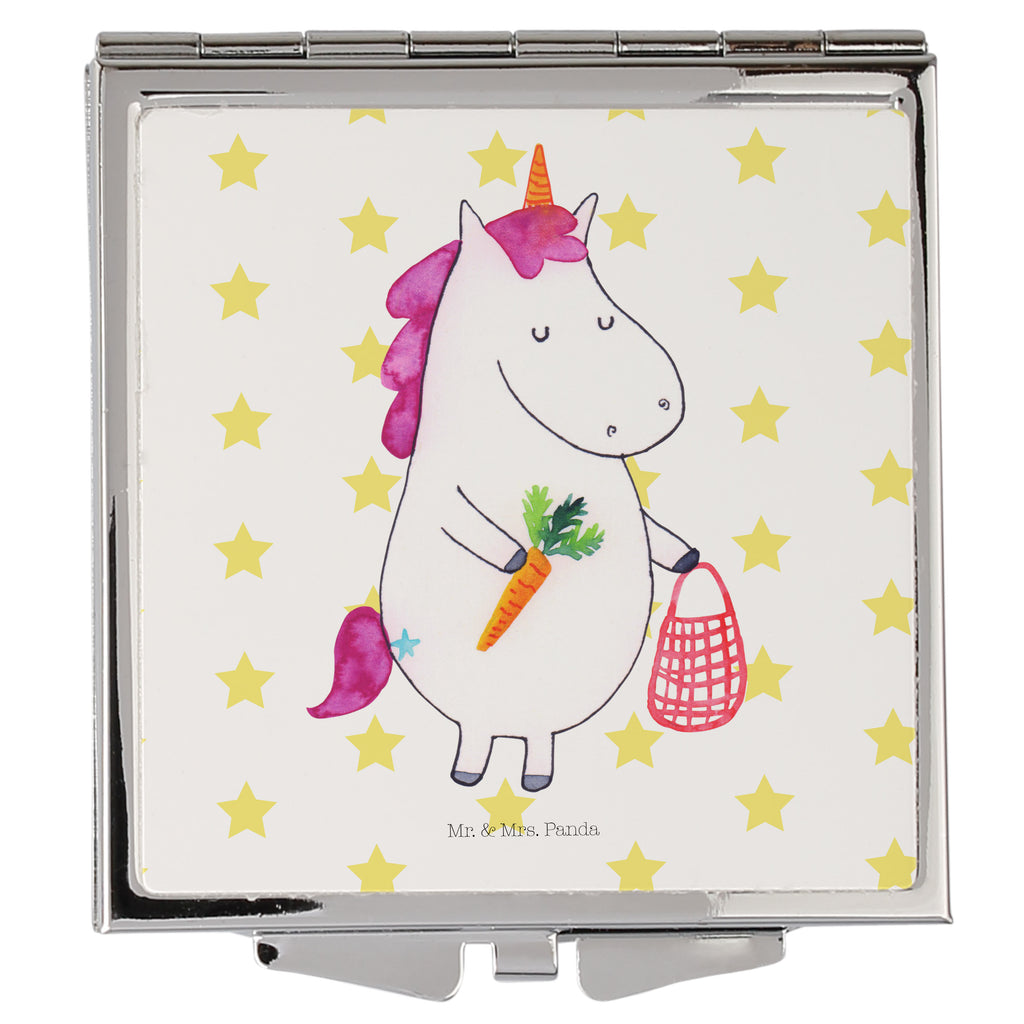 Handtaschenspiegel quadratisch Einhorn Gemüse Spiegel, Handtasche, Quadrat, silber, schminken, Schminkspiegel, Einhorn, Einhörner, Einhorn Deko, Pegasus, Unicorn, Biomarkt, Bio, Gemüse, Wochenmarkt