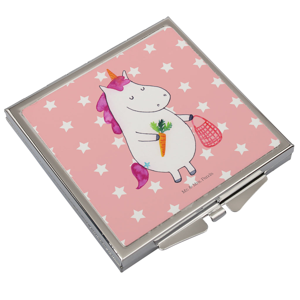 Handtaschenspiegel quadratisch Einhorn Gemüse Spiegel, Handtasche, Quadrat, silber, schminken, Schminkspiegel, Einhorn, Einhörner, Einhorn Deko, Pegasus, Unicorn, Biomarkt, Bio, Gemüse, Wochenmarkt