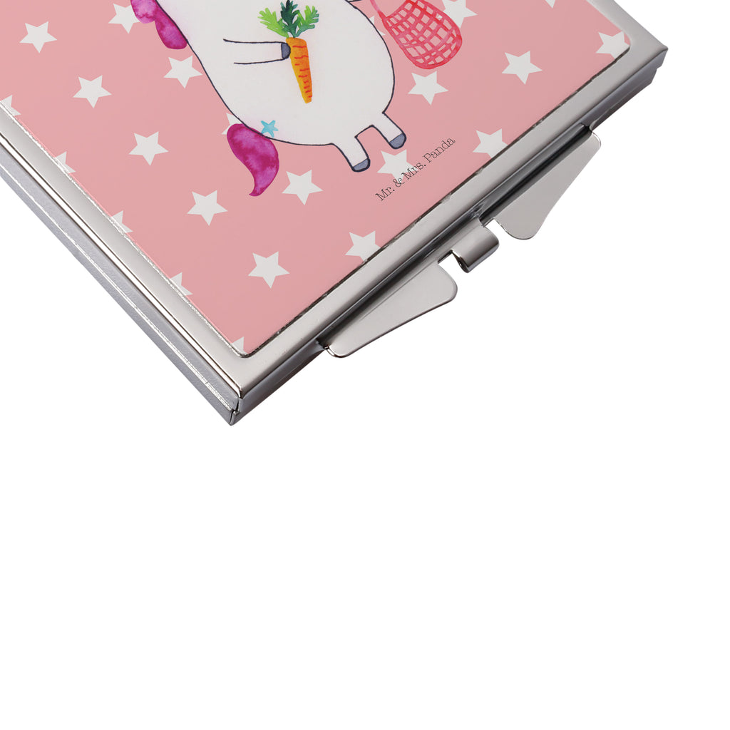 Handtaschenspiegel quadratisch Einhorn Gemüse Spiegel, Handtasche, Quadrat, silber, schminken, Schminkspiegel, Einhorn, Einhörner, Einhorn Deko, Pegasus, Unicorn, Biomarkt, Bio, Gemüse, Wochenmarkt