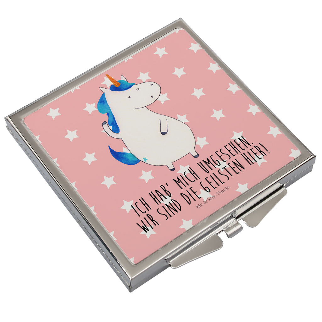 Handtaschenspiegel quadratisch Einhorn Mann Spiegel, Handtasche, Quadrat, silber, schminken, Schminkspiegel, Einhorn, Einhörner, Einhorn Deko, Pegasus, Unicorn, cool, Mann, Freundin, Familie, bester Freund, BFF, Party, hübsch, beste