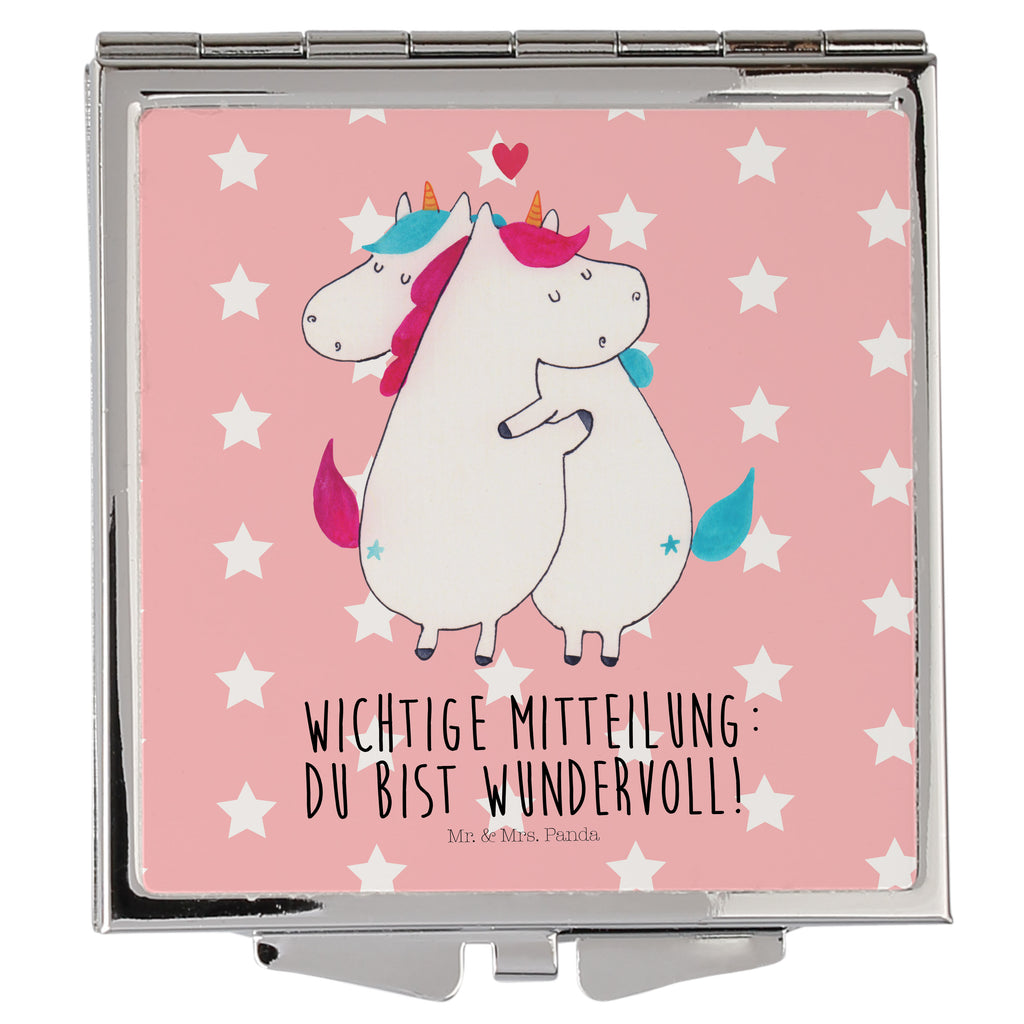 Handtaschenspiegel quadratisch Einhorn Mitteilung Spiegel, Handtasche, Quadrat, silber, schminken, Schminkspiegel, Einhorn, Einhörner, Einhorn Deko, Pegasus, Unicorn, Valentinstag, Valentine, Liebe, Geschenk, Partner, Ehe, lustig, witzig, Spruch
