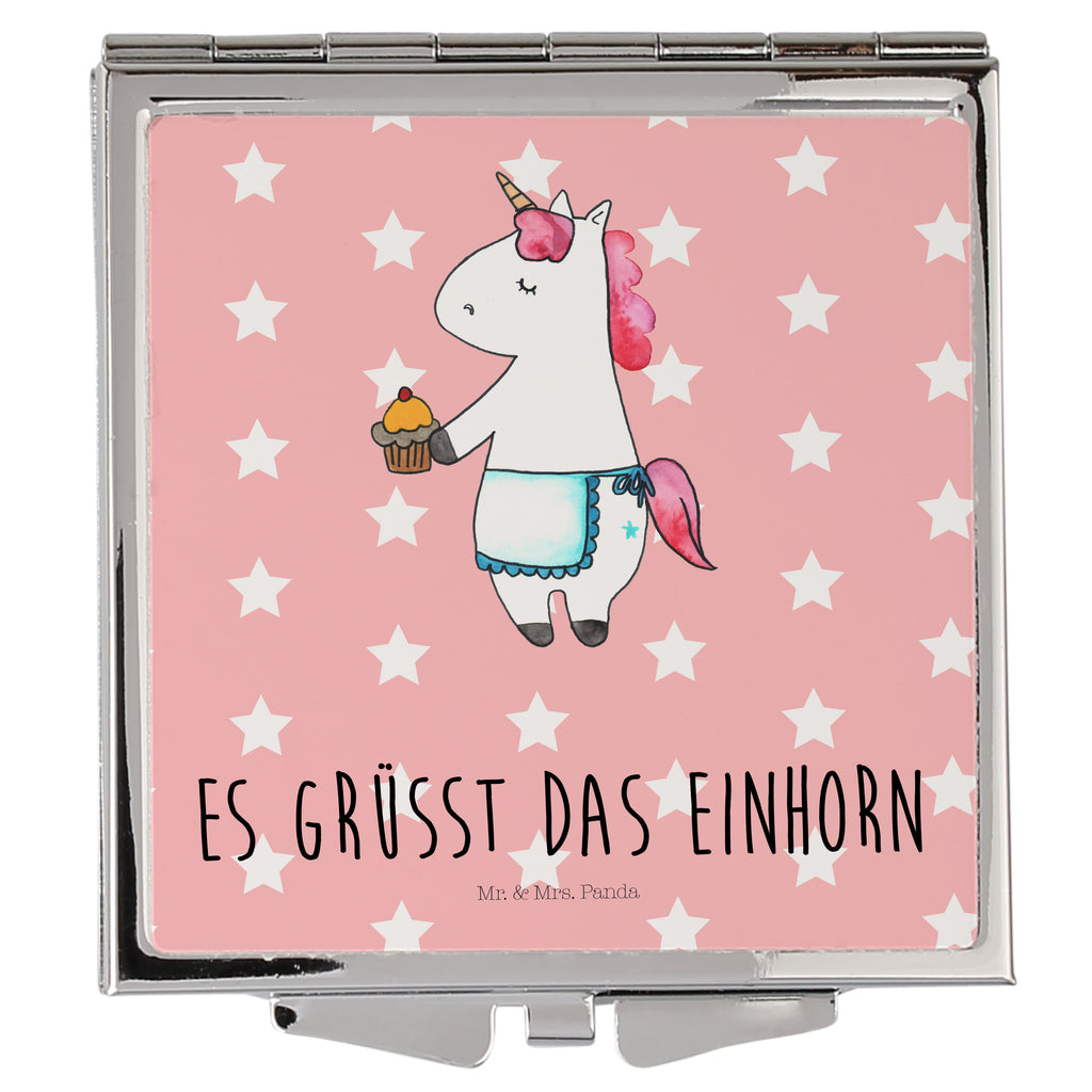 Handtaschenspiegel quadratisch Einhorn Muffin Spiegel, Handtasche, Quadrat, silber, schminken, Schminkspiegel, Einhorn, Einhörner, Einhorn Deko, Pegasus, Unicorn, Geburtstag, Backen, Muffin, Kekse, Geburtstagsgrüße, Glückwünsche, Liebesgrüße, Grüße