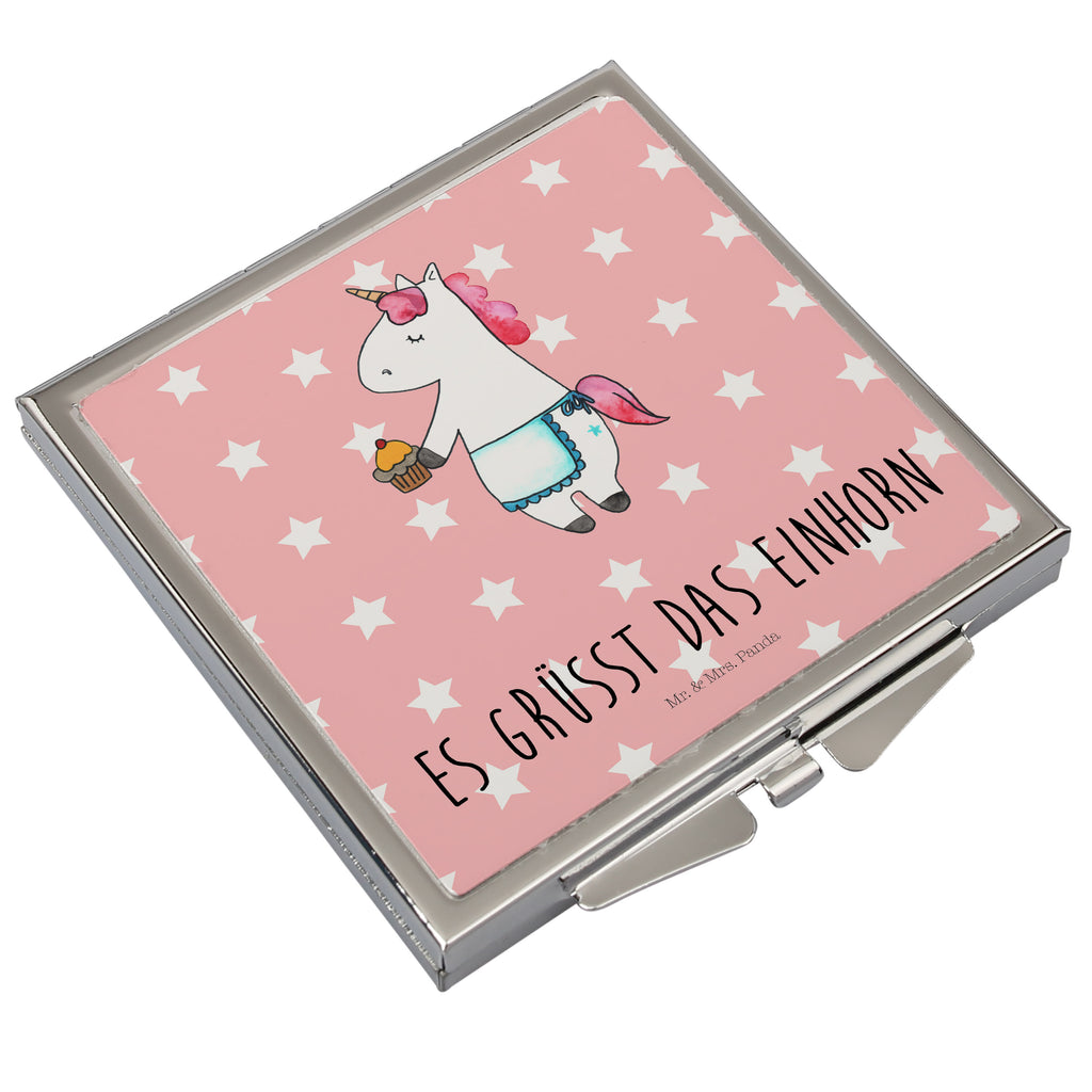 Handtaschenspiegel quadratisch Einhorn Muffin Spiegel, Handtasche, Quadrat, silber, schminken, Schminkspiegel, Einhorn, Einhörner, Einhorn Deko, Pegasus, Unicorn, Geburtstag, Backen, Muffin, Kekse, Geburtstagsgrüße, Glückwünsche, Liebesgrüße, Grüße