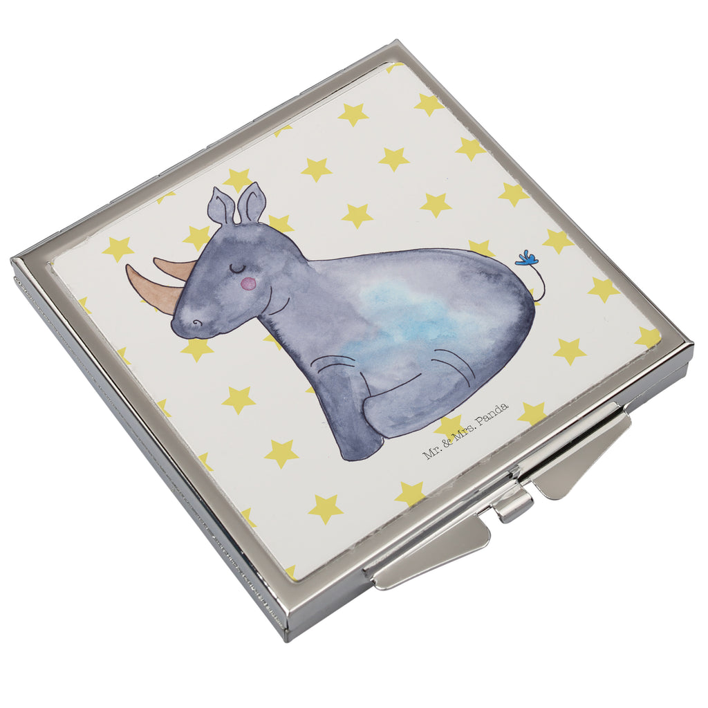Handtaschenspiegel quadratisch Einhorn Nashorn Spiegel, Handtasche, Quadrat, silber, schminken, Schminkspiegel, Einhorn, Einhörner, Einhorn Deko, Pegasus, Unicorn, Regenbogen, witzig, lustig, Zoo, Glitzer, Einhornpower, Erwachsenwerden, Nashorn, Nashörner