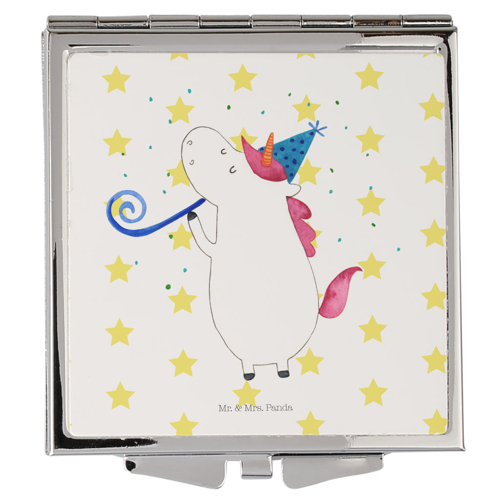 Handtaschenspiegel quadratisch Einhorn Party Spiegel, Handtasche, Quadrat, silber, schminken, Schminkspiegel, Einhorn, Einhörner, Einhorn Deko, Pegasus, Unicorn, Glitzer, Konfetti, Party, Geburtstag, Feier, Fest, Alkohol, Disco, Club