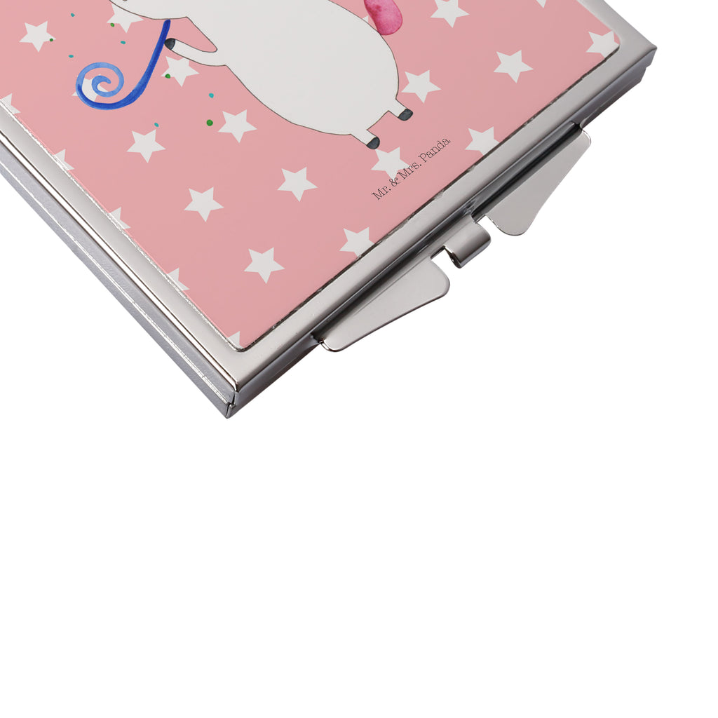 Handtaschenspiegel quadratisch Einhorn Party Spiegel, Handtasche, Quadrat, silber, schminken, Schminkspiegel, Einhorn, Einhörner, Einhorn Deko, Pegasus, Unicorn, Glitzer, Konfetti, Party, Geburtstag, Feier, Fest, Alkohol, Disco, Club