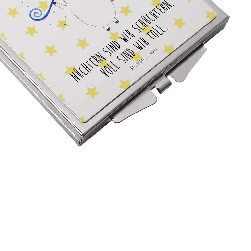 Handtaschenspiegel quadratisch Einhorn Party Spiegel, Handtasche, Quadrat, silber, schminken, Schminkspiegel, Einhorn, Einhörner, Einhorn Deko, Pegasus, Unicorn, Glitzer, Konfetti, Party, Geburtstag, Feier, Fest, Alkohol, Disco, Club