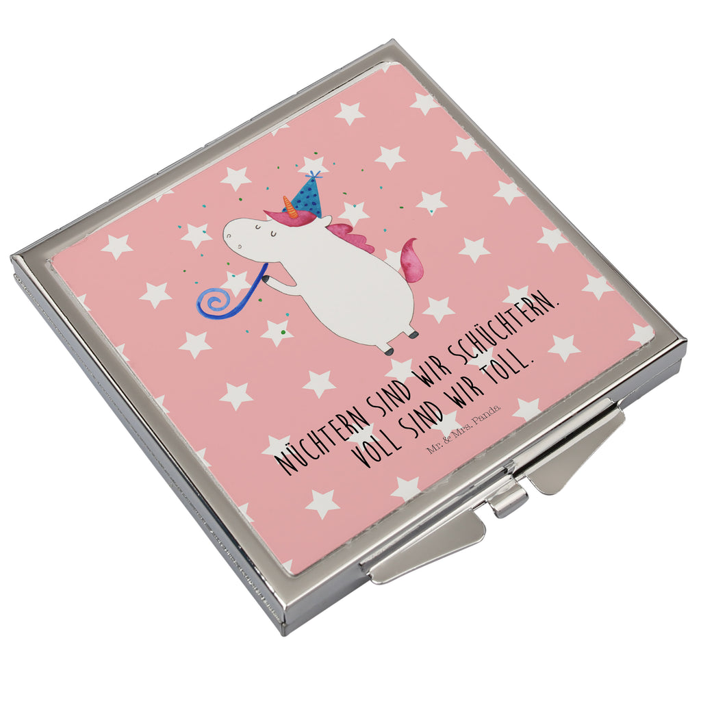 Handtaschenspiegel quadratisch Einhorn Party Spiegel, Handtasche, Quadrat, silber, schminken, Schminkspiegel, Einhorn, Einhörner, Einhorn Deko, Pegasus, Unicorn, Glitzer, Konfetti, Party, Geburtstag, Feier, Fest, Alkohol, Disco, Club