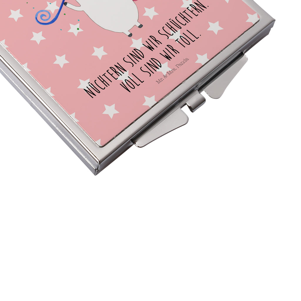 Handtaschenspiegel quadratisch Einhorn Party Spiegel, Handtasche, Quadrat, silber, schminken, Schminkspiegel, Einhorn, Einhörner, Einhorn Deko, Pegasus, Unicorn, Glitzer, Konfetti, Party, Geburtstag, Feier, Fest, Alkohol, Disco, Club