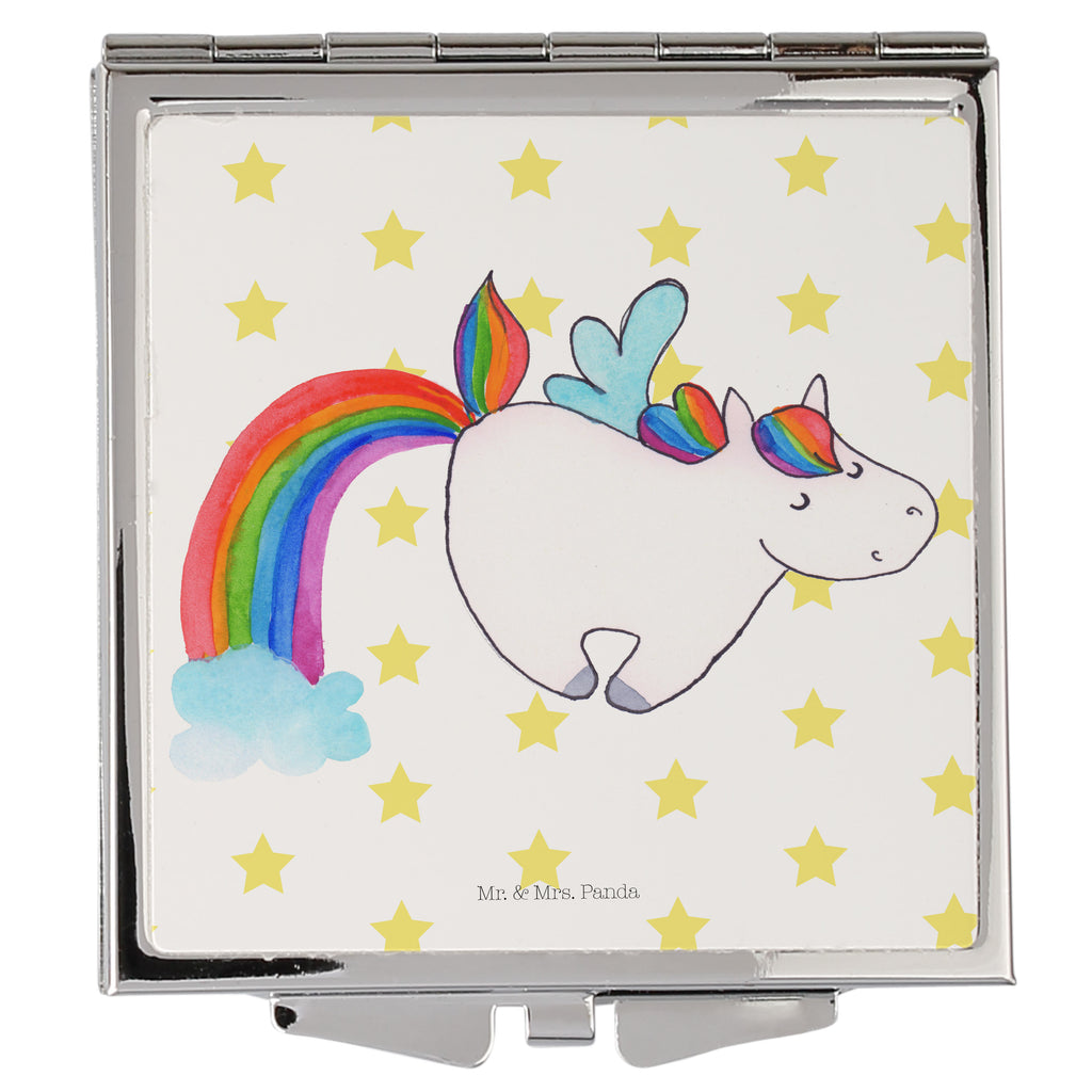 Handtaschenspiegel quadratisch Einhorn Pegasus Spiegel, Handtasche, Quadrat, silber, schminken, Schminkspiegel, Einhorn, Einhörner, Einhorn Deko, Pegasus, Unicorn, Regenbogen, Spielen, Realität, Glitzer, Erwachsenwerden