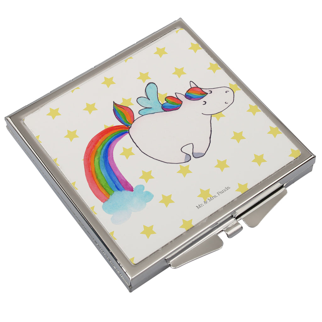 Handtaschenspiegel quadratisch Einhorn Pegasus Spiegel, Handtasche, Quadrat, silber, schminken, Schminkspiegel, Einhorn, Einhörner, Einhorn Deko, Pegasus, Unicorn, Regenbogen, Spielen, Realität, Glitzer, Erwachsenwerden