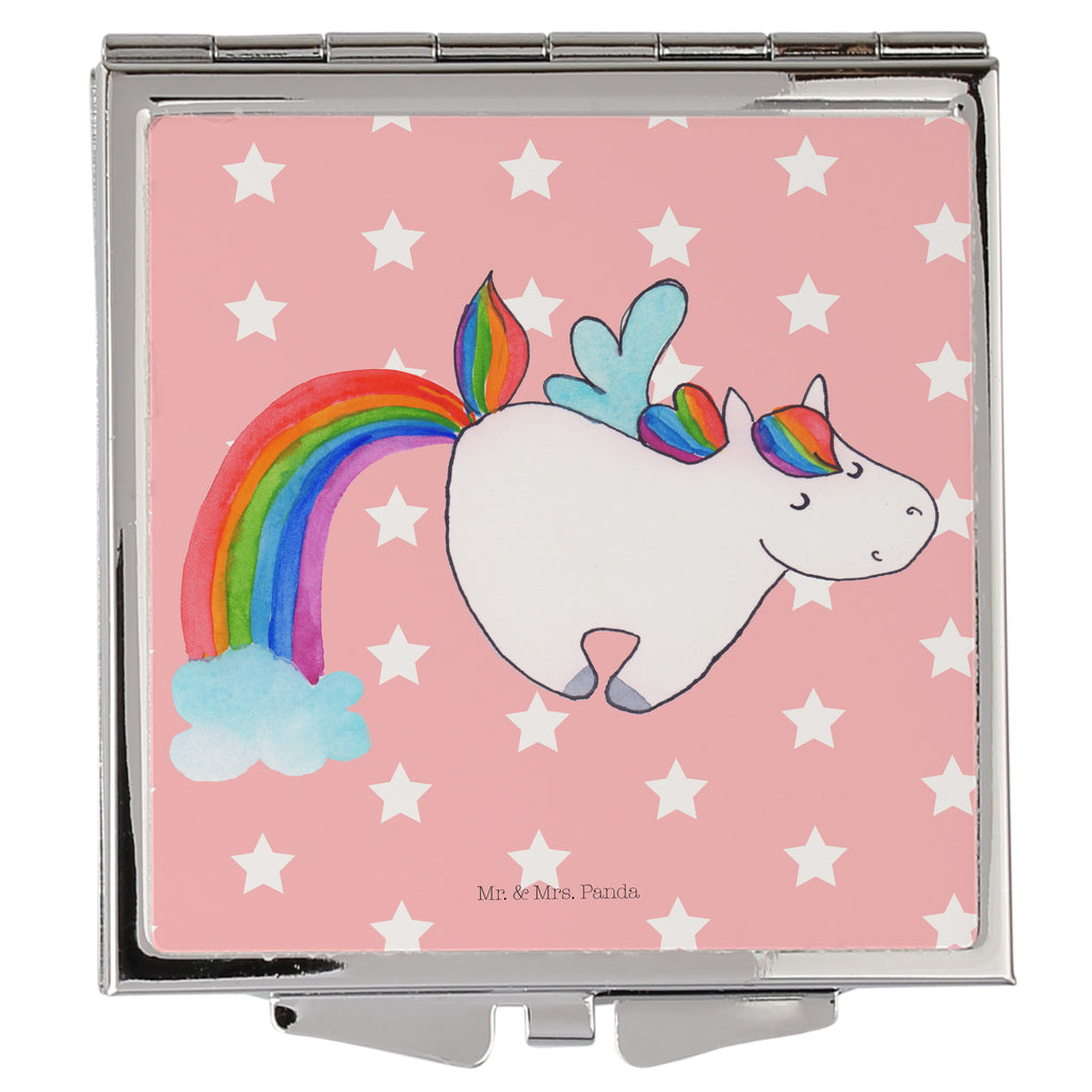 Handtaschenspiegel quadratisch Einhorn Pegasus Spiegel, Handtasche, Quadrat, silber, schminken, Schminkspiegel, Einhorn, Einhörner, Einhorn Deko, Pegasus, Unicorn, Regenbogen, Spielen, Realität, Glitzer, Erwachsenwerden
