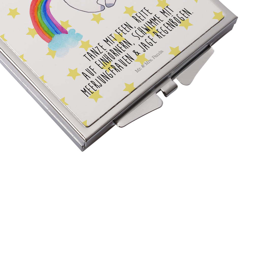 Handtaschenspiegel quadratisch Einhorn Pegasus Spiegel, Handtasche, Quadrat, silber, schminken, Schminkspiegel, Einhorn, Einhörner, Einhorn Deko, Pegasus, Unicorn, Regenbogen, Spielen, Realität, Glitzer, Erwachsenwerden
