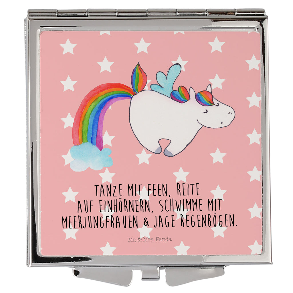 Handtaschenspiegel quadratisch Einhorn Pegasus Spiegel, Handtasche, Quadrat, silber, schminken, Schminkspiegel, Einhorn, Einhörner, Einhorn Deko, Pegasus, Unicorn, Regenbogen, Spielen, Realität, Glitzer, Erwachsenwerden