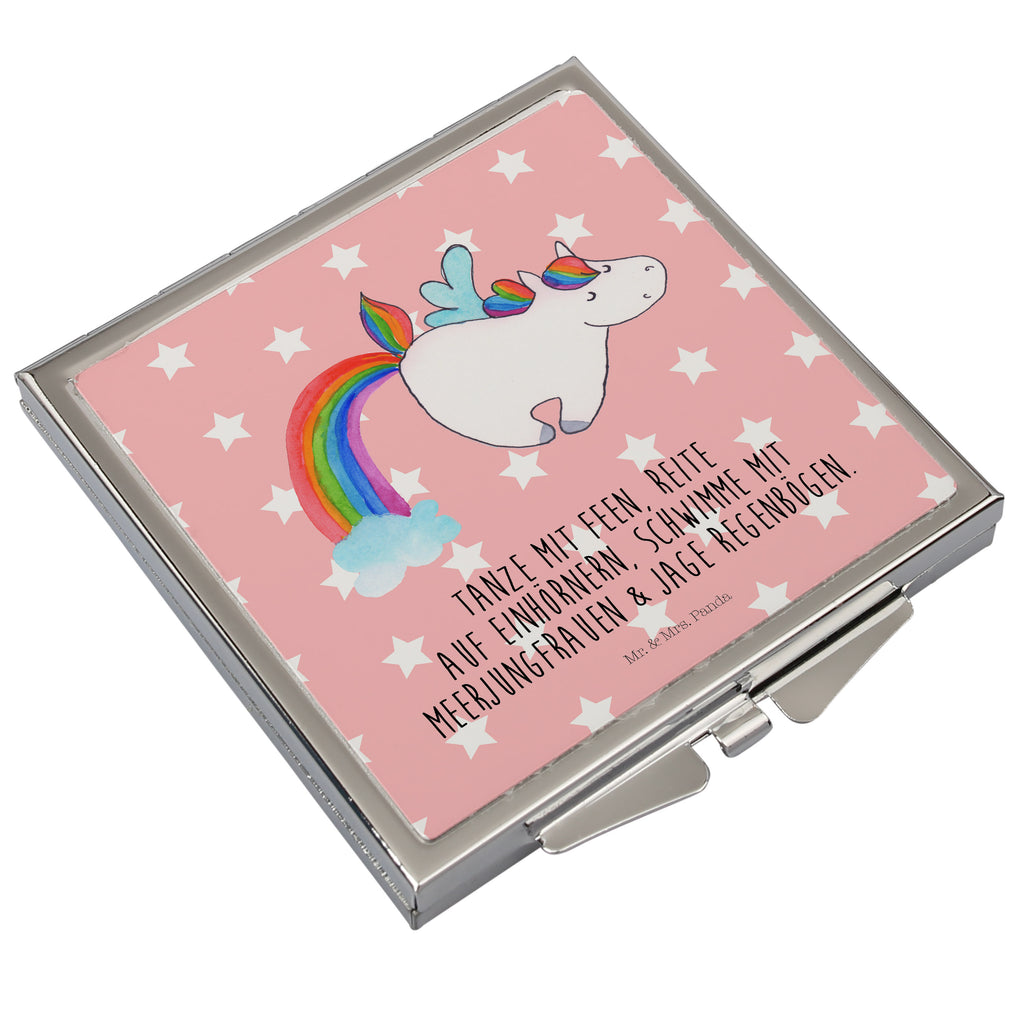 Handtaschenspiegel quadratisch Einhorn Pegasus Spiegel, Handtasche, Quadrat, silber, schminken, Schminkspiegel, Einhorn, Einhörner, Einhorn Deko, Pegasus, Unicorn, Regenbogen, Spielen, Realität, Glitzer, Erwachsenwerden