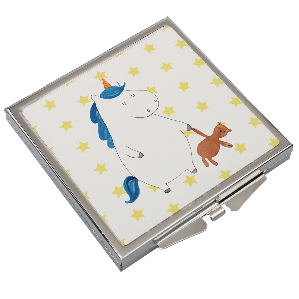 Handtaschenspiegel quadratisch Einhorn Teddy Spiegel, Handtasche, Quadrat, silber, schminken, Schminkspiegel, Einhorn, Einhörner, Einhorn Deko, Pegasus, Unicorn, schlafen, gute Nacht, Single, Bett, Träumen, Freundin, Singleleben