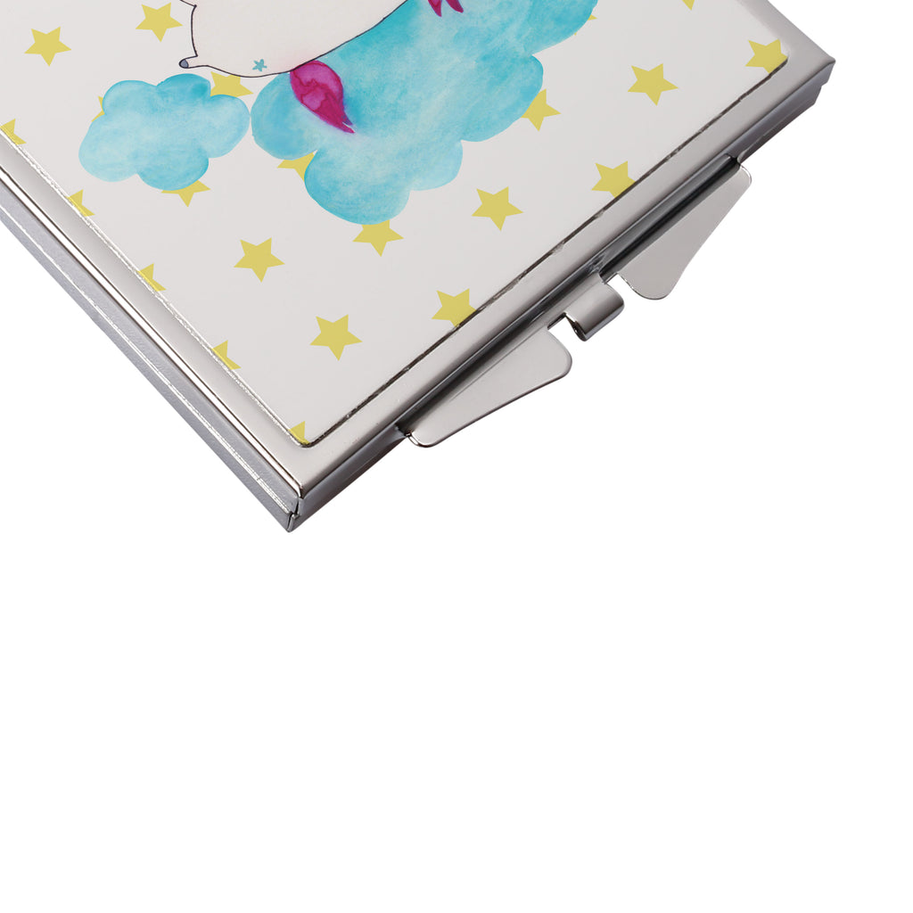 Handtaschenspiegel quadratisch Einhorn verliebt auf Wolke Spiegel, Handtasche, Quadrat, silber, schminken, Schminkspiegel, Einhorn, Einhörner, Einhorn Deko, Pegasus, Unicorn, verliebt, Liebe, Liebesbeweis, Freundin, Wolke