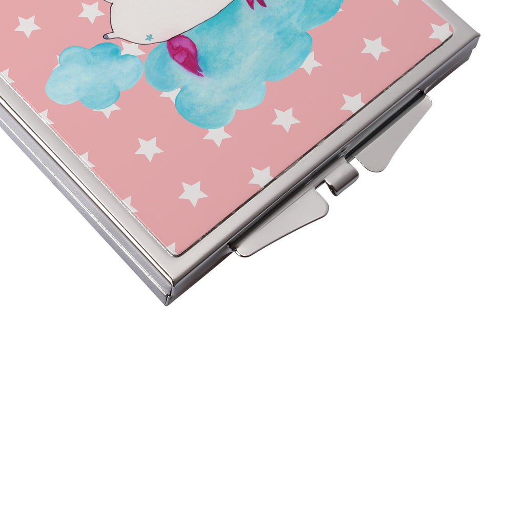 Handtaschenspiegel quadratisch Einhorn verliebt auf Wolke Spiegel, Handtasche, Quadrat, silber, schminken, Schminkspiegel, Einhorn, Einhörner, Einhorn Deko, Pegasus, Unicorn, verliebt, Liebe, Liebesbeweis, Freundin, Wolke