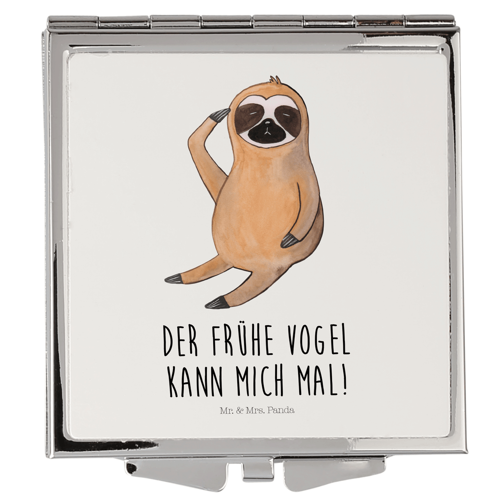Handtaschenspiegel quadratisch Faultier Vogel zeigen Spiegel, Handtasche, Quadrat, silber, schminken, Schminkspiegel, Faultier, Faultier Geschenk, Faultier Deko, Faultiere, faul, Lieblingstier, Spinner, früher Vogel, der frühe Vogel, Frühaufsteher, Morgenmuffel, Vogel, Faultierwelt