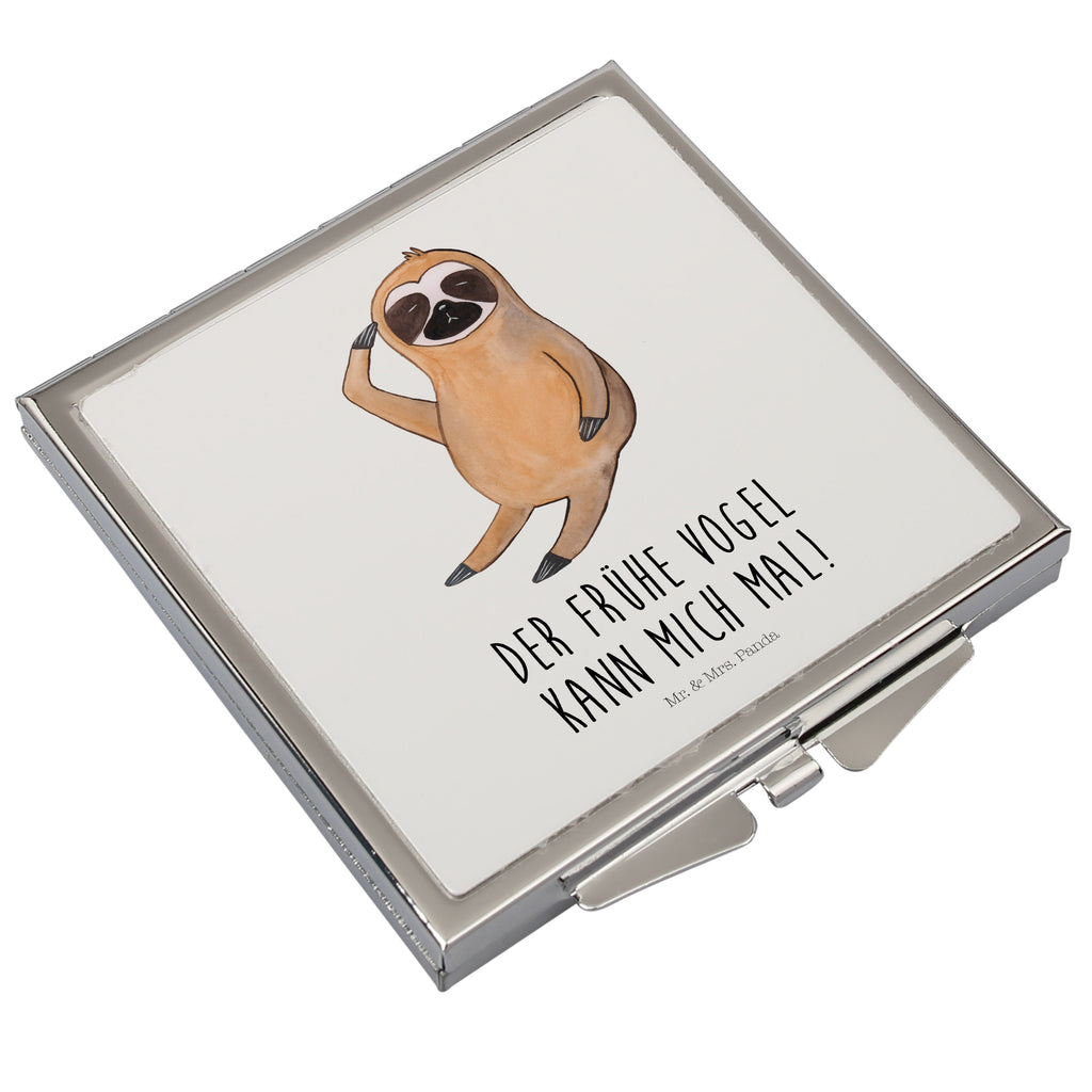 Handtaschenspiegel quadratisch Faultier Vogel zeigen Spiegel, Handtasche, Quadrat, silber, schminken, Schminkspiegel, Faultier, Faultier Geschenk, Faultier Deko, Faultiere, faul, Lieblingstier, Spinner, früher Vogel, der frühe Vogel, Frühaufsteher, Morgenmuffel, Vogel, Faultierwelt