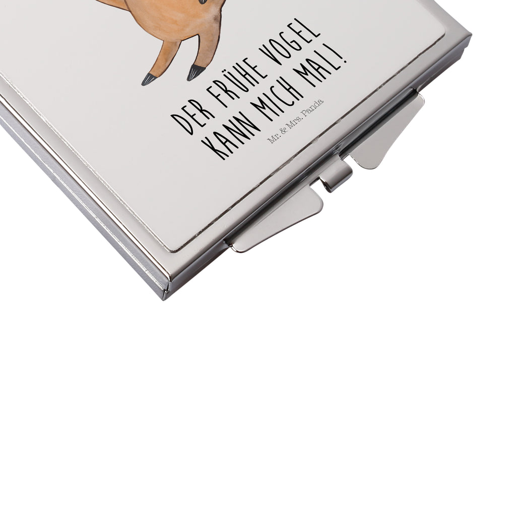 Handtaschenspiegel quadratisch Faultier Vogel zeigen Spiegel, Handtasche, Quadrat, silber, schminken, Schminkspiegel, Faultier, Faultier Geschenk, Faultier Deko, Faultiere, faul, Lieblingstier, Spinner, früher Vogel, der frühe Vogel, Frühaufsteher, Morgenmuffel, Vogel, Faultierwelt