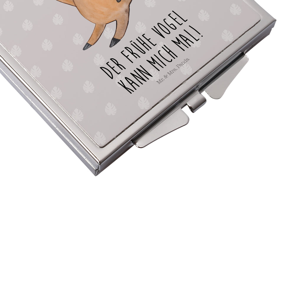 Handtaschenspiegel quadratisch Faultier Vogel zeigen Spiegel, Handtasche, Quadrat, silber, schminken, Schminkspiegel, Faultier, Faultier Geschenk, Faultier Deko, Faultiere, faul, Lieblingstier, Spinner, früher Vogel, der frühe Vogel, Frühaufsteher, Morgenmuffel, Vogel, Faultierwelt