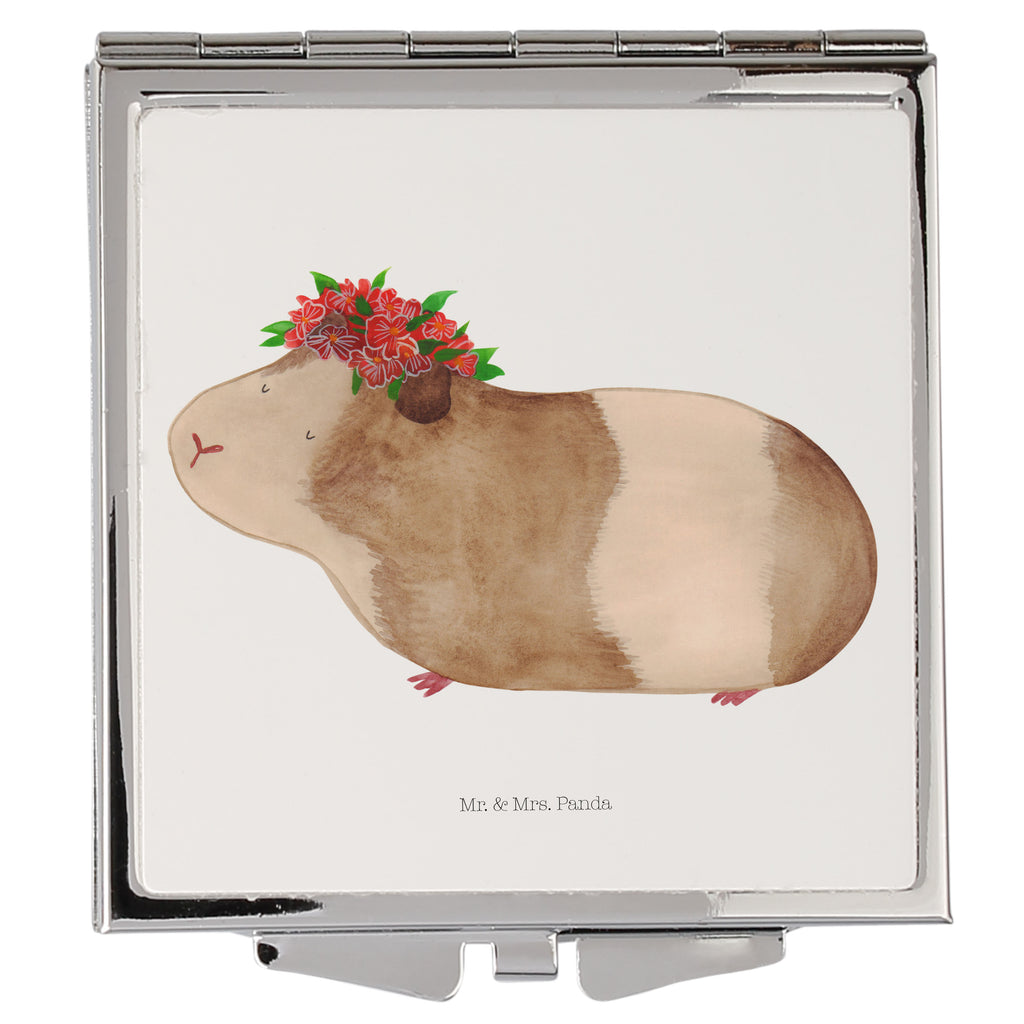 Handtaschenspiegel quadratisch Meerschweinchen weise Spiegel, Handtasche, Quadrat, silber, schminken, Schminkspiegel, Tiermotive, Gute Laune, lustige Sprüche, Tiere, Meerschweinchen, Meerie, Meeries, Wunder, Blumenkind, Realität, Spruch, Weisheit, Motivation, Wunderland