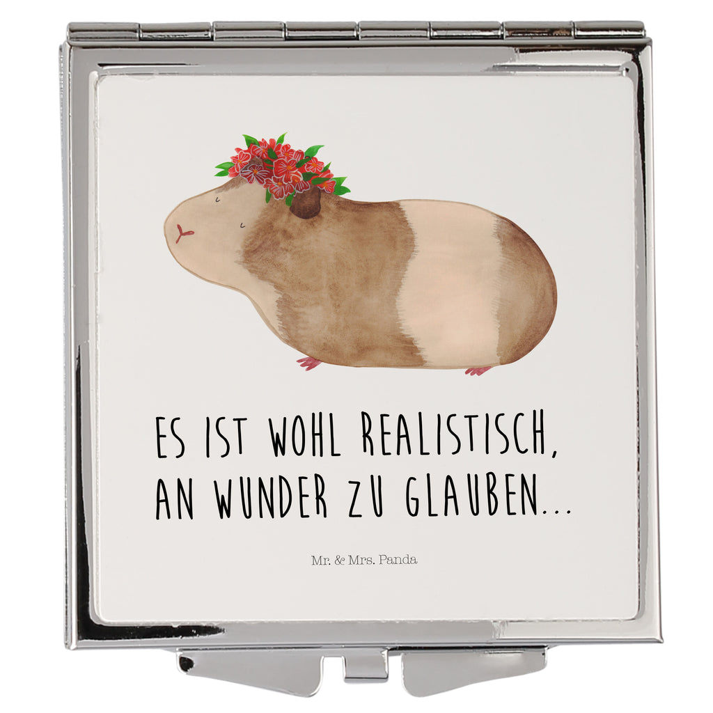 Handtaschenspiegel quadratisch Meerschweinchen weise Spiegel, Handtasche, Quadrat, silber, schminken, Schminkspiegel, Tiermotive, Gute Laune, lustige Sprüche, Tiere, Meerschweinchen, Meerie, Meeries, Wunder, Blumenkind, Realität, Spruch, Weisheit, Motivation, Wunderland