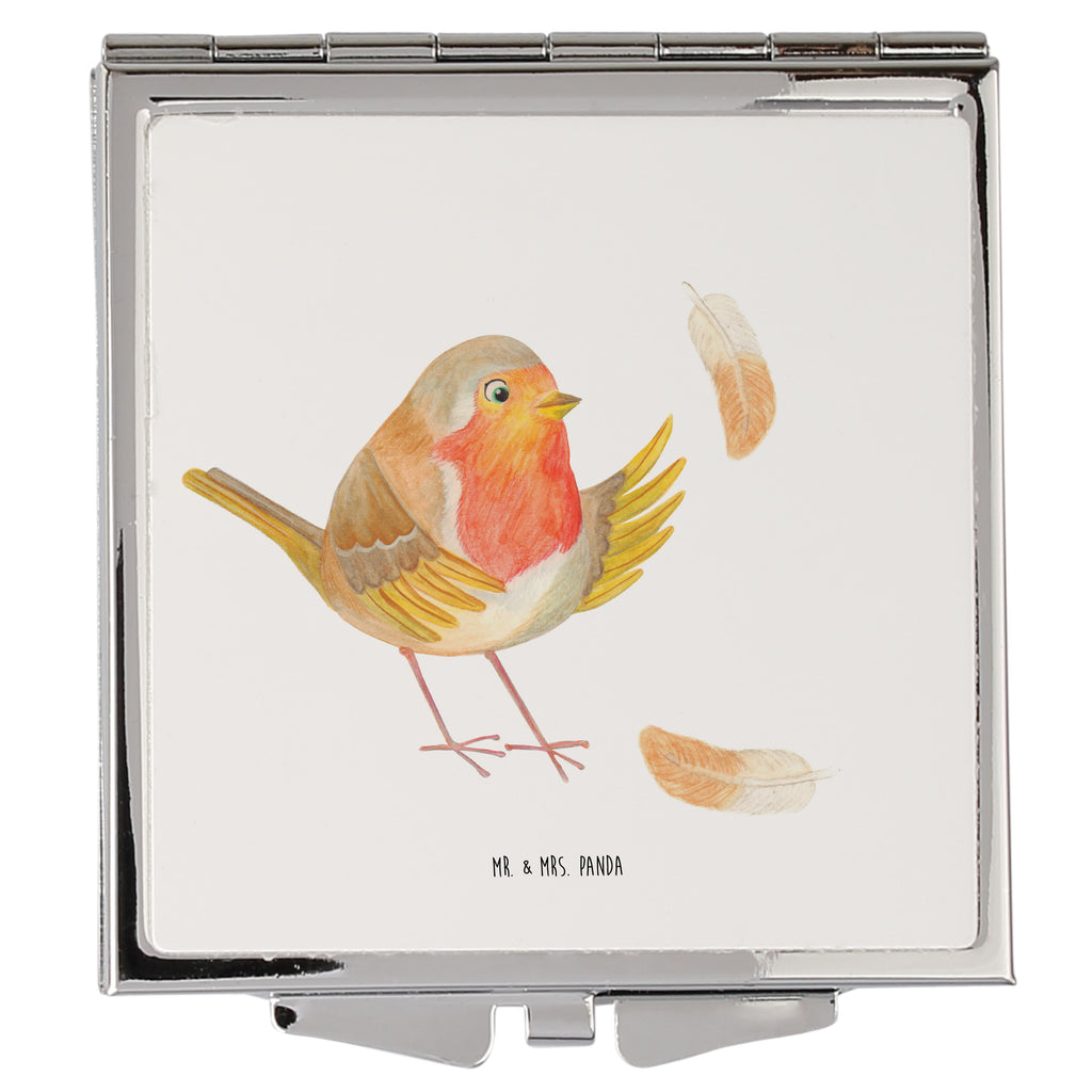 Handtaschenspiegel quadratisch Rotkehlchen mit Federn Spiegel, Handtasche, Quadrat, silber, schminken, Schminkspiegel, Tiermotive, Gute Laune, lustige Sprüche, Tiere, What if i fall, Rotkehlchen, Spruch Motivation, Spruch Mut, Vogel, Motivation Sprüche, Motivationsbilder, fliegen