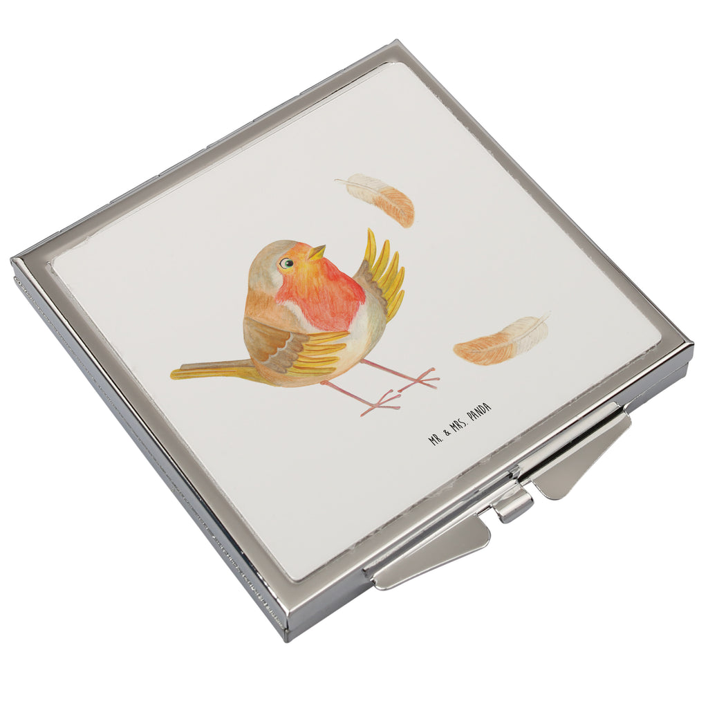 Handtaschenspiegel quadratisch Rotkehlchen mit Federn Spiegel, Handtasche, Quadrat, silber, schminken, Schminkspiegel, Tiermotive, Gute Laune, lustige Sprüche, Tiere, What if i fall, Rotkehlchen, Spruch Motivation, Spruch Mut, Vogel, Motivation Sprüche, Motivationsbilder, fliegen